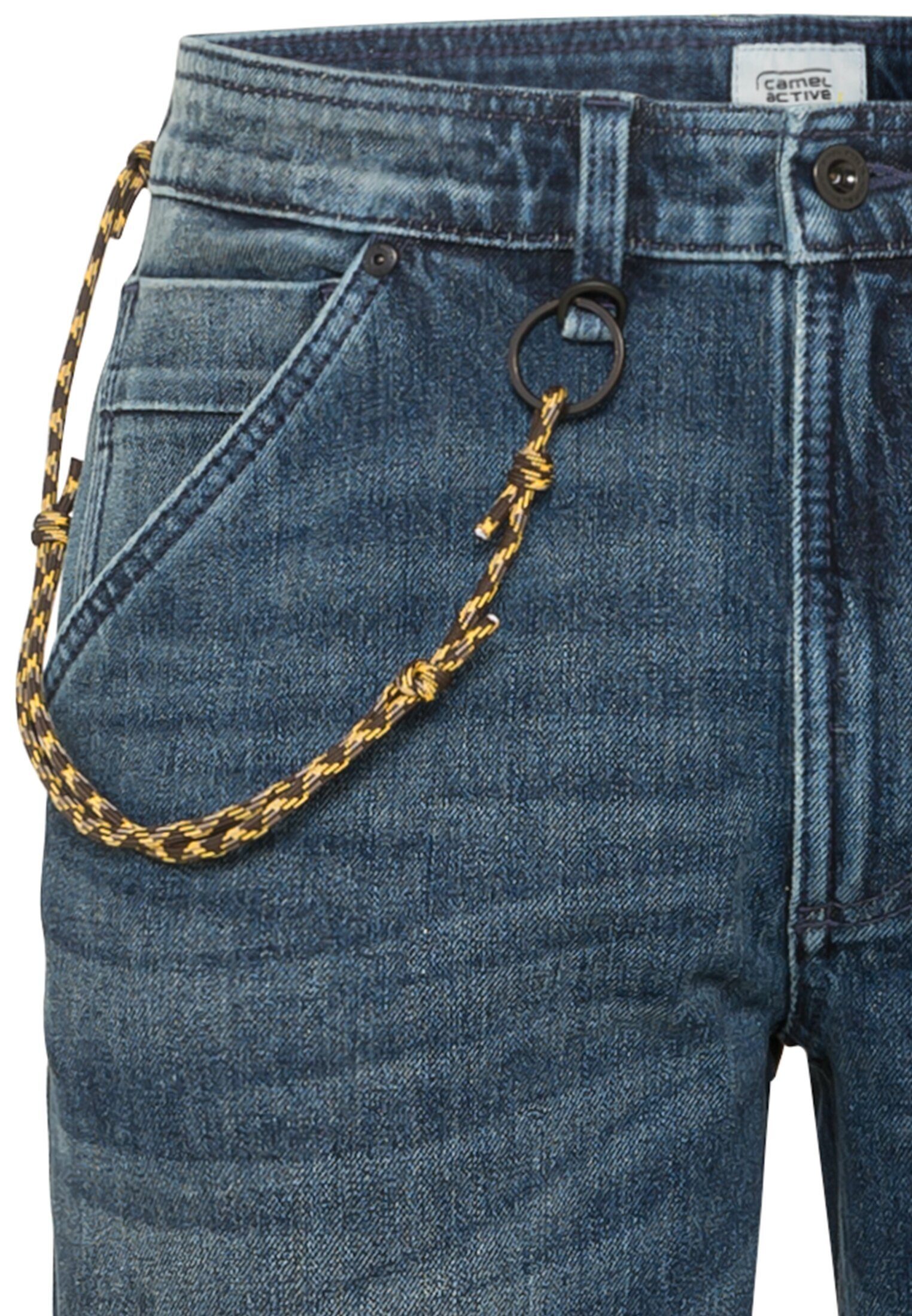 5-Pocket-Jeans mit Tasche fleXXXactive® camel Fit active Tapered Indigo-Blau Smartphone Jeans