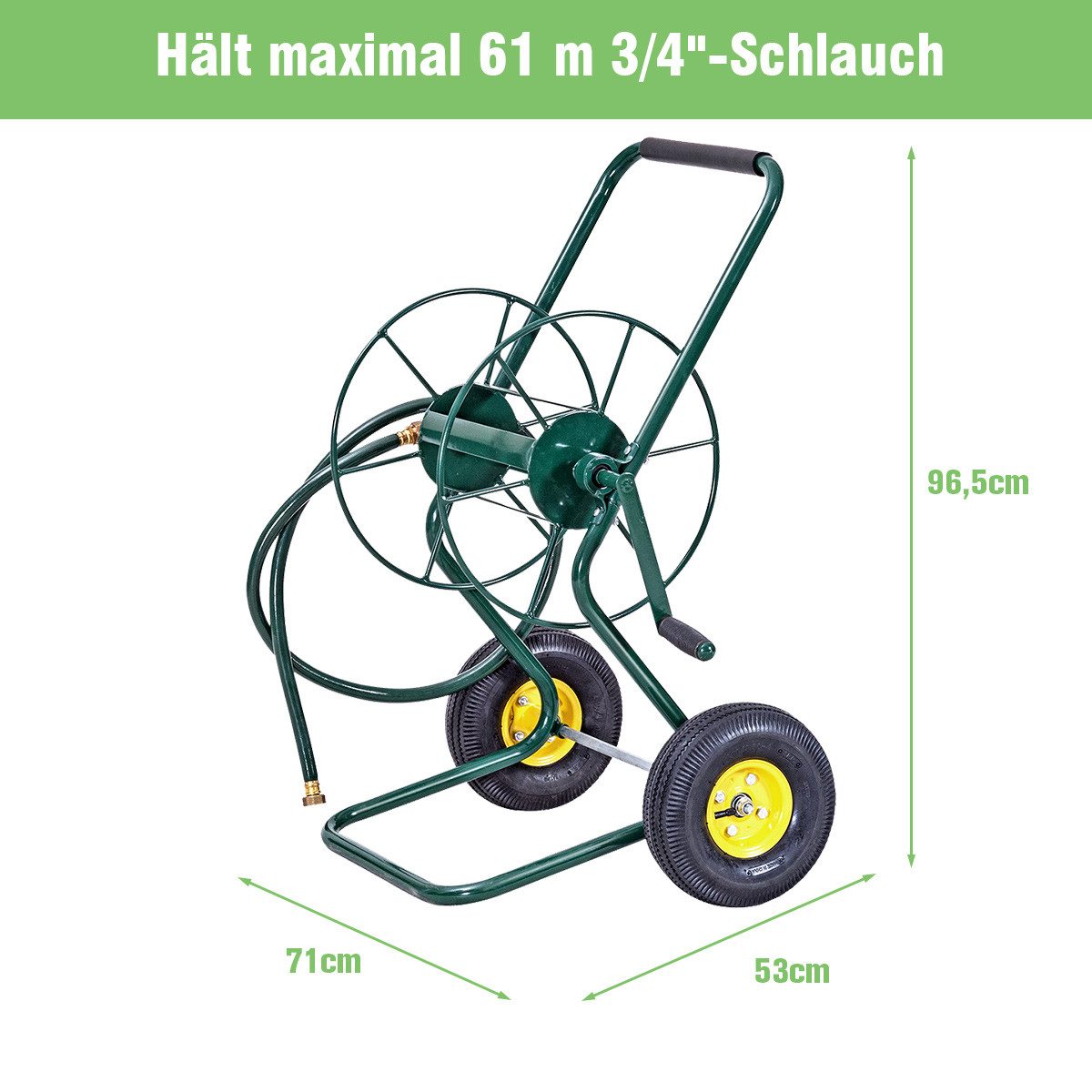 COSTWAY Schlauchwagen, (1-tlg), für 61M 3/4" Schlauch, mit 2 Luftreifen & Kurbel