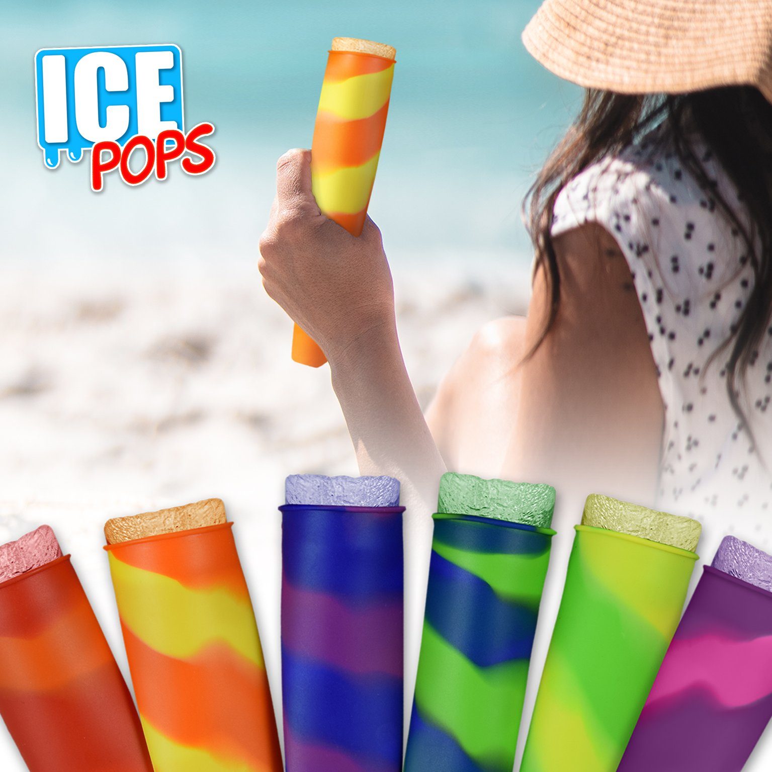 PhoneNatic Eisform 6x Eis-Pops Set Eis zum selber machen - Silikonformen mit Deckel