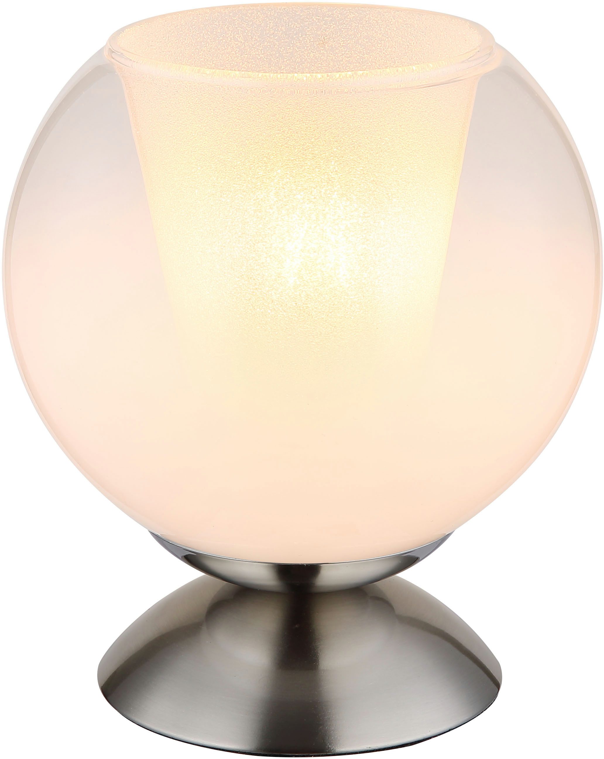 GLOBO LIGHTING Tischleuchte BARRY, ohne Leuchtmittel, Tischlampe/Metall/Glaskugel opal/Glaskristalle klar/ø: 180mm
