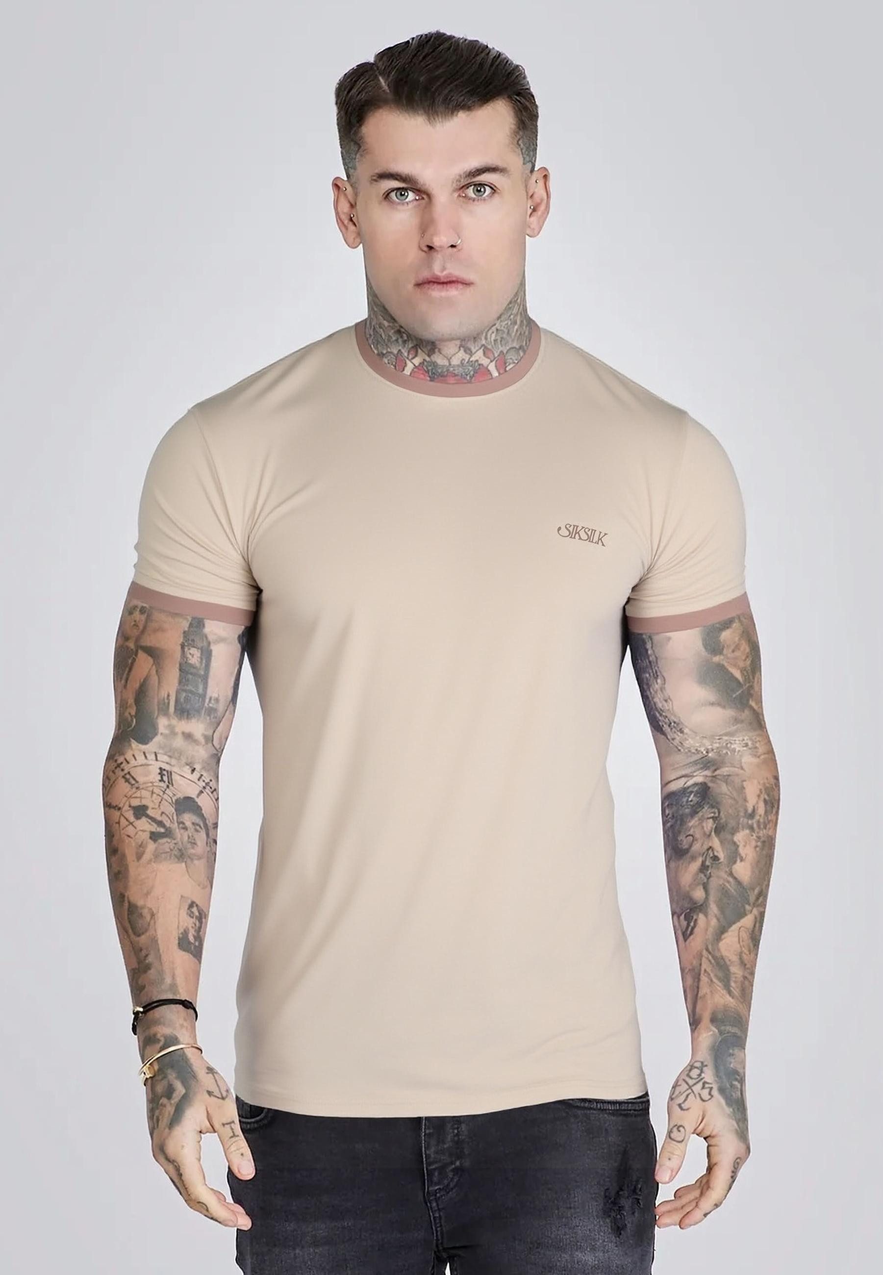Siksilk T-Shirt SikSilk Herren Ecru Ringer T-Shirt