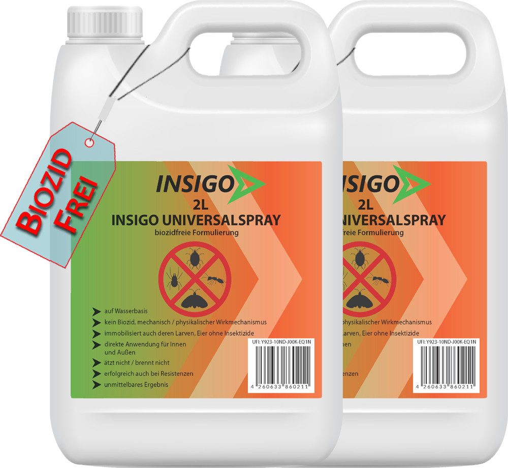 INSIGO Insektenspray Universalspray, Insektenspray, 4 l, biozidfreie Formel, auf Wasserbasis, geruchsarm, brennt / ätzt nicht