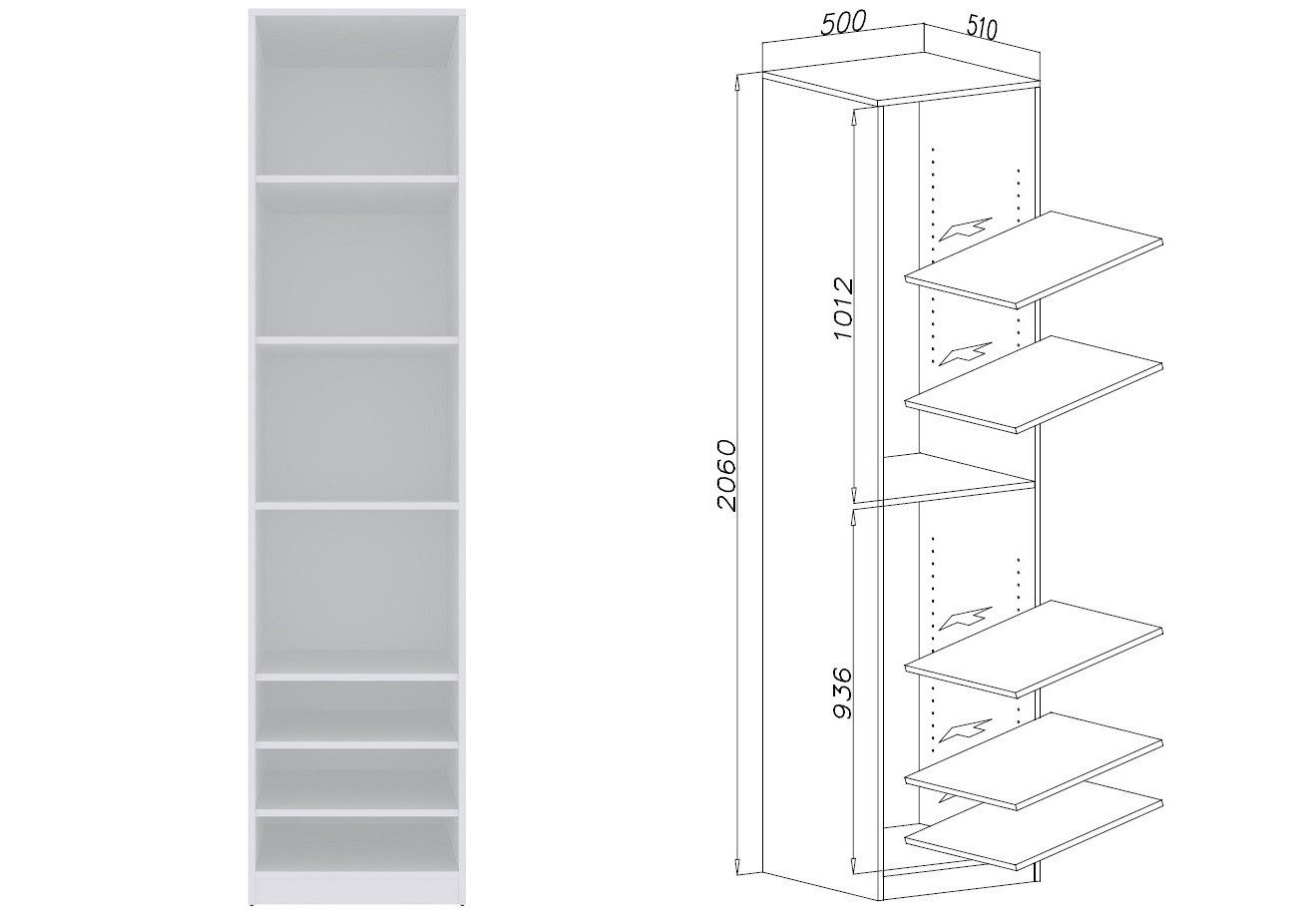 Marmex Möbel Mehrzweckregal TRES 05B Kleiderschrank ohne Schranktüre hohes günstig online kaufen