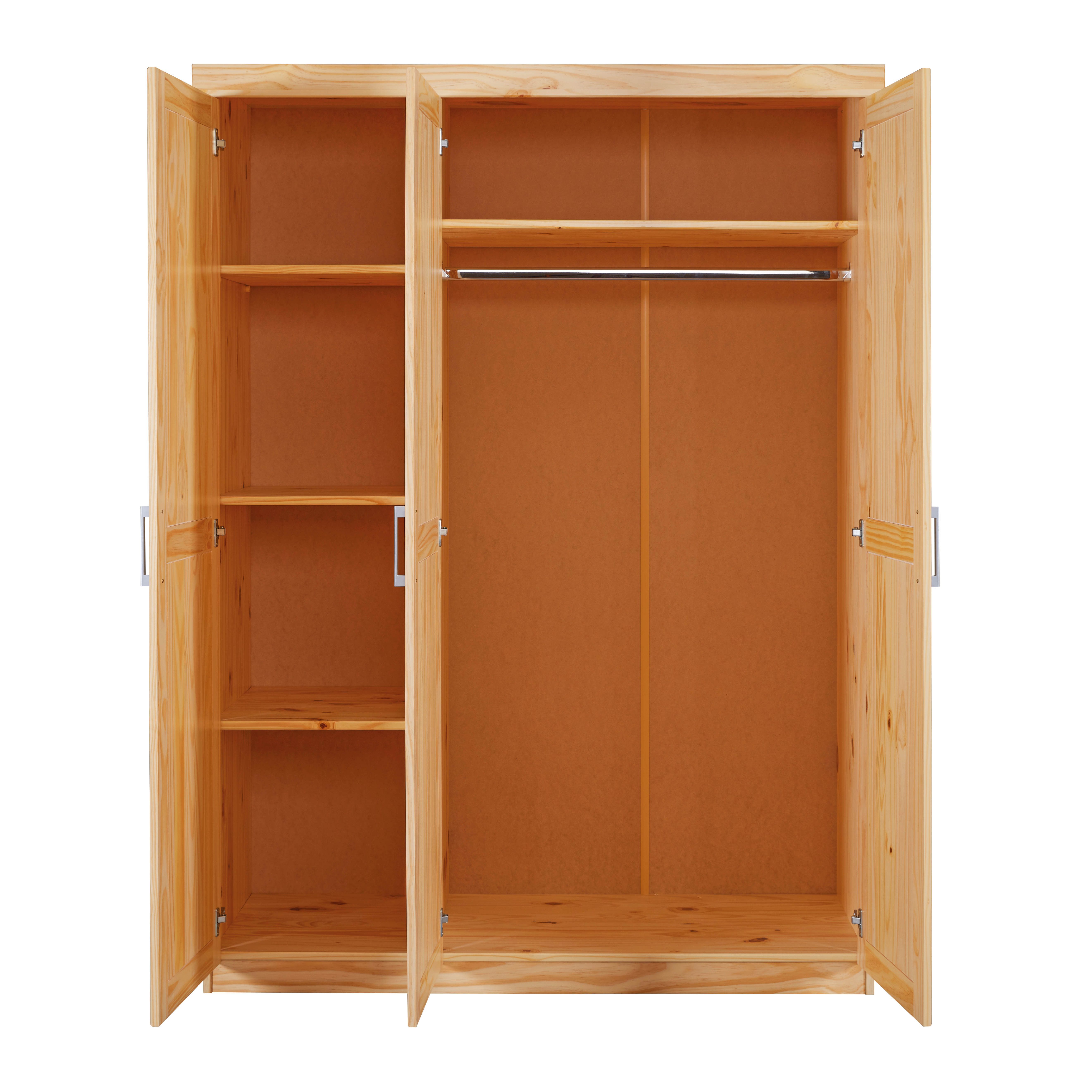 Inter Link Kleiderschrank Pelle Massivholz Schrank Landhausstil, 5 Fächer, Kleiderstange, lackiert