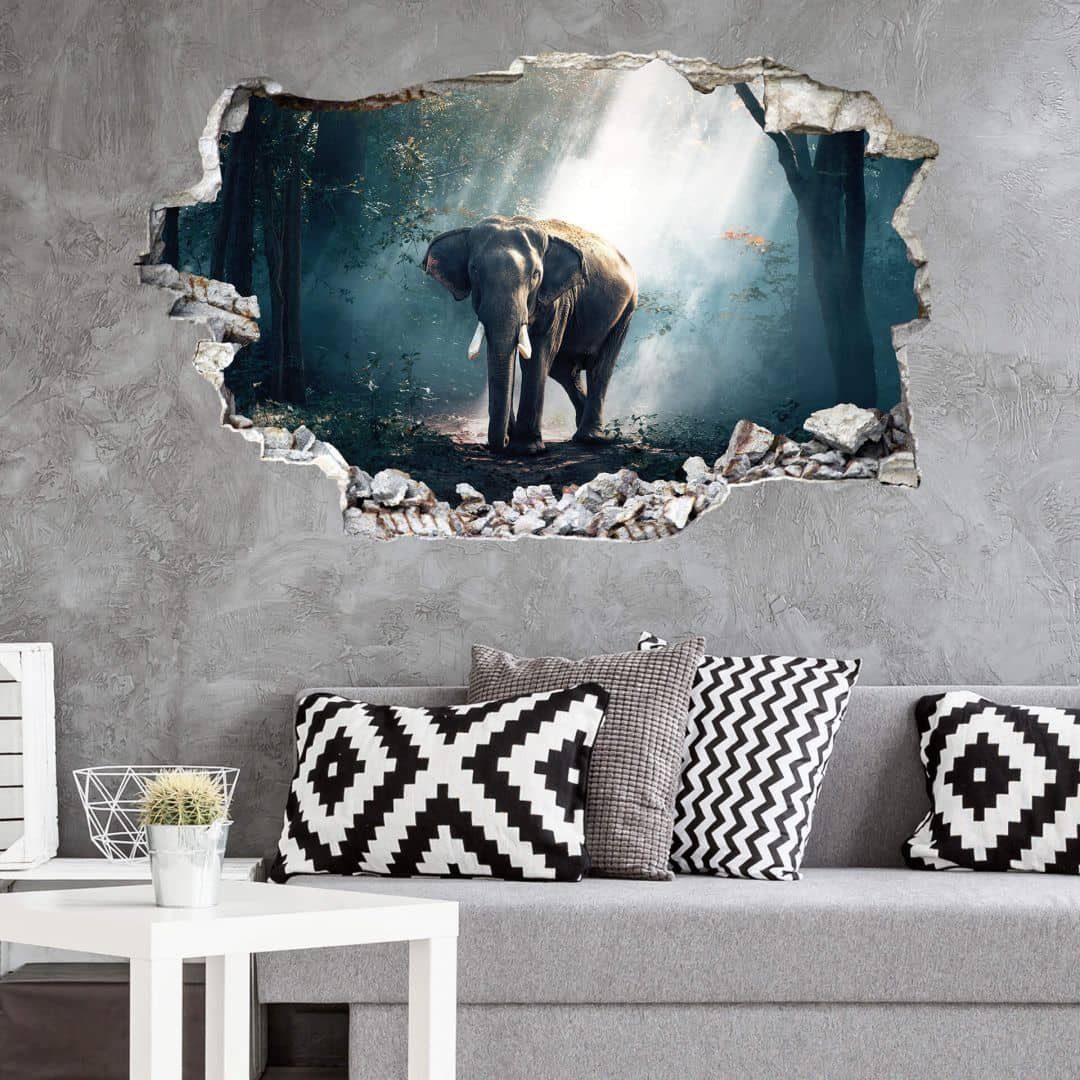K&L Wall Art Wandtattoo Waldtiere Mauerdurchbruch Dschungeltiere Wandsticker selbstklebend (Tier Klebebilder für Wohnzimmer und Flur, lokal hergestellt in Berlin), selbstklebende Dschungel- und Tiermotive für inspirierende Aussichten