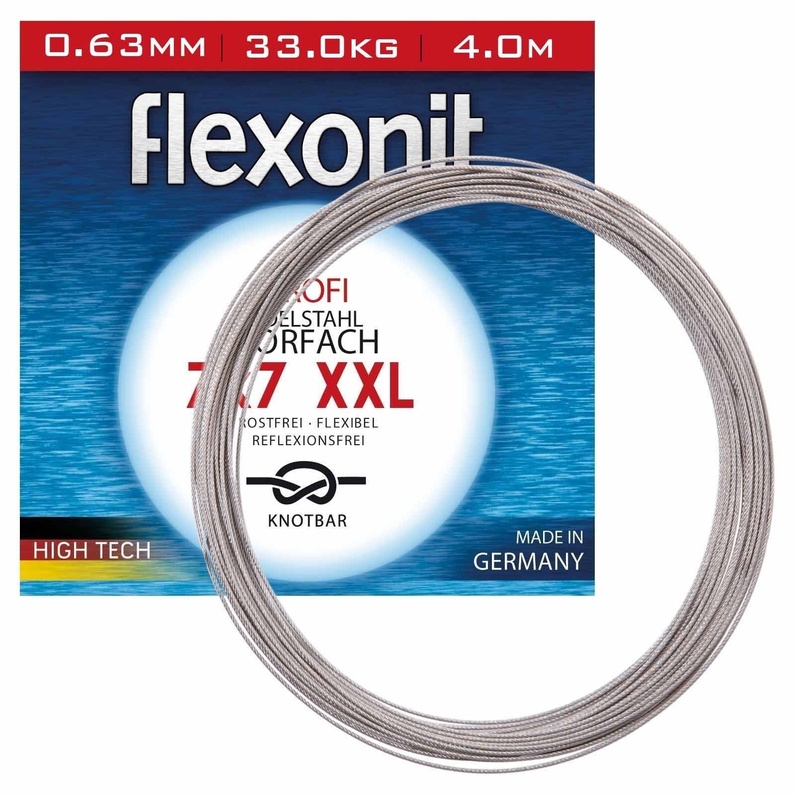 flexonit Vorfachschnur, 4 m Länge, flexonit 7x7 XXL 4m 0,72mm 43,0kg Stahlvorfach