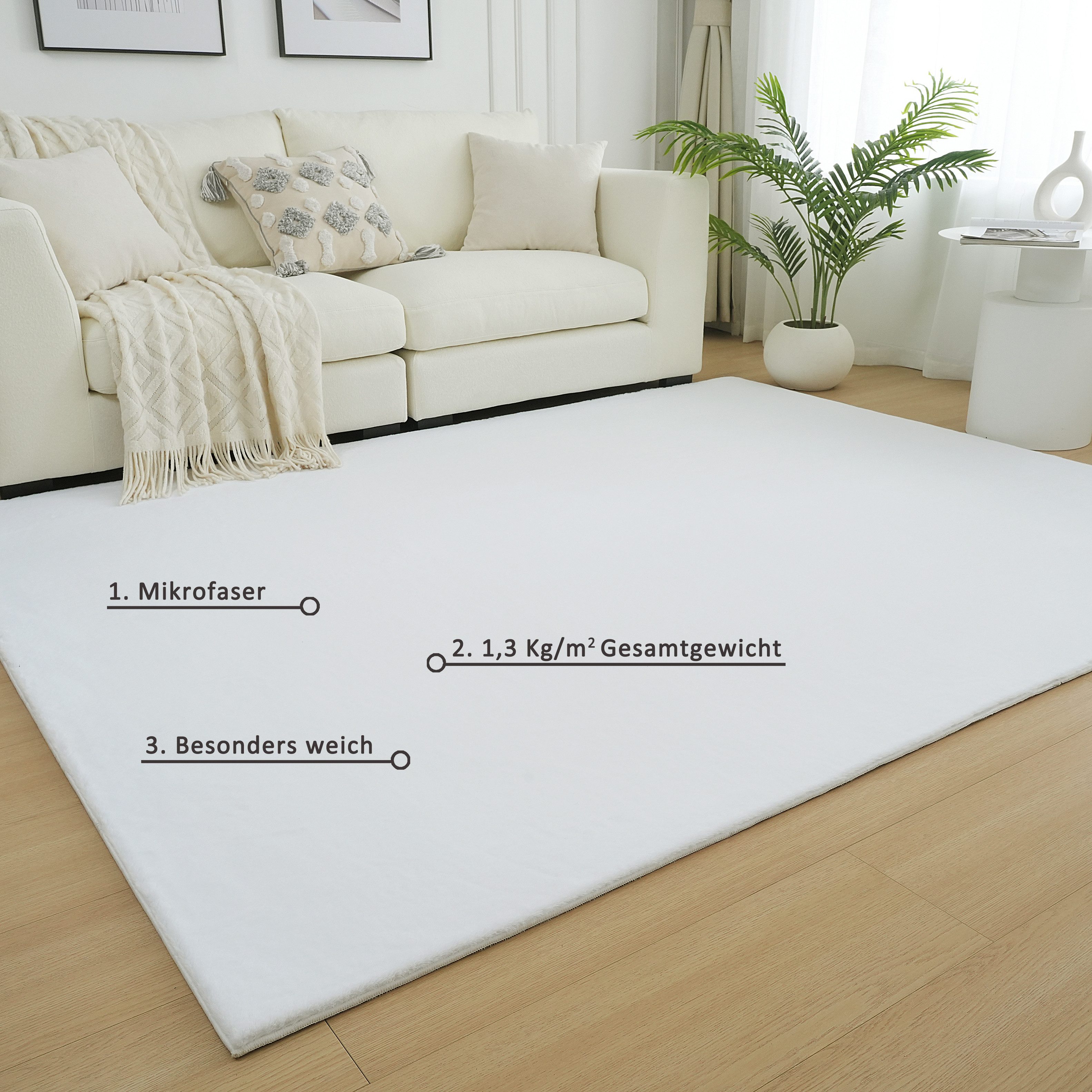 OTTO home Fellteppich Balu, Kunstfellteppich, Modern, Langflor Teppich, rechteckig, Höhe: 20 mm, Kaninchenfell-Haptik, kuschelig, weich, Wohnzimmer, Schlafzimmer