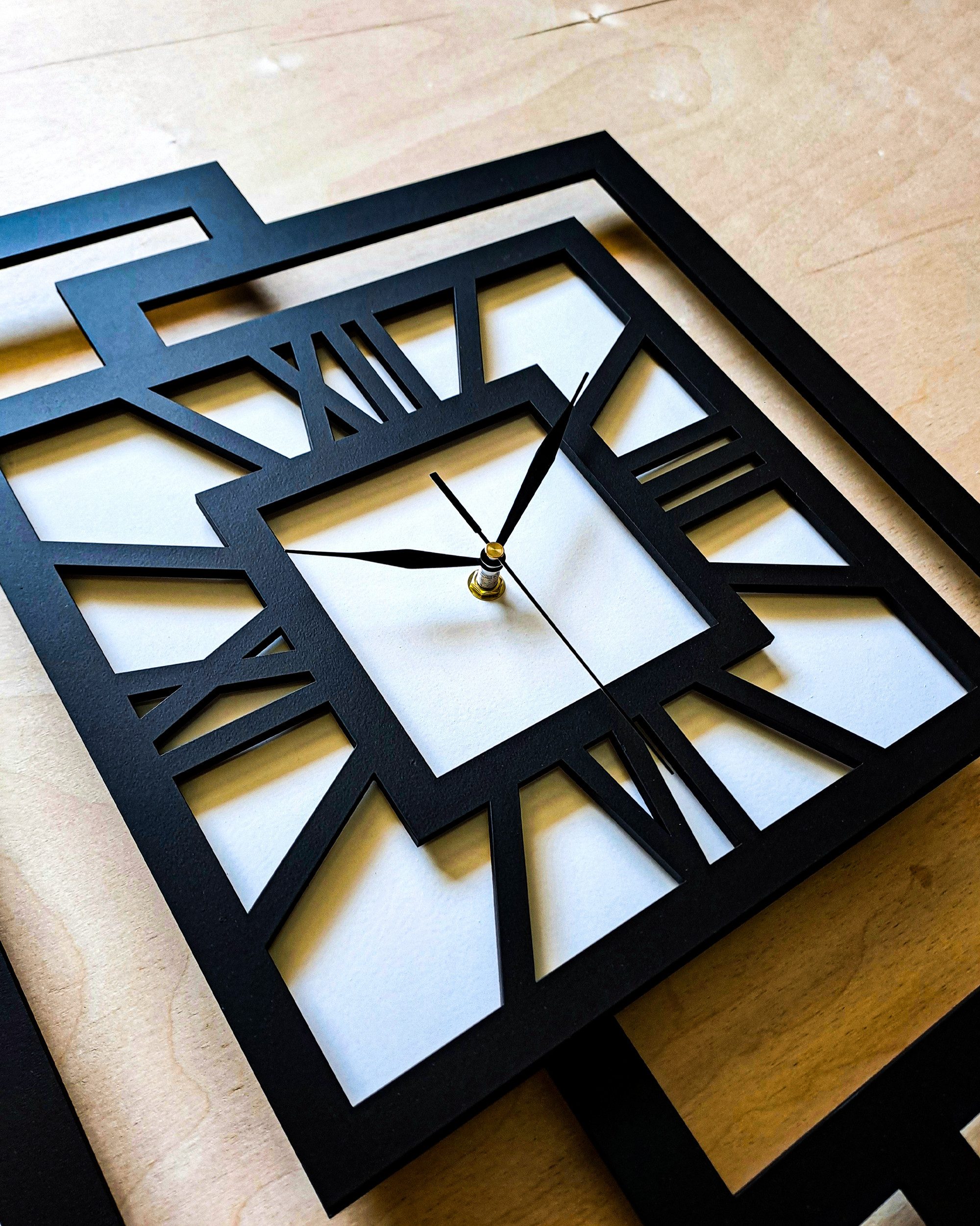 ORNAMENTI Wanduhr Grosse, moderne, geometrisch, Holz, hingucker, Loft, Rech günstig online kaufen