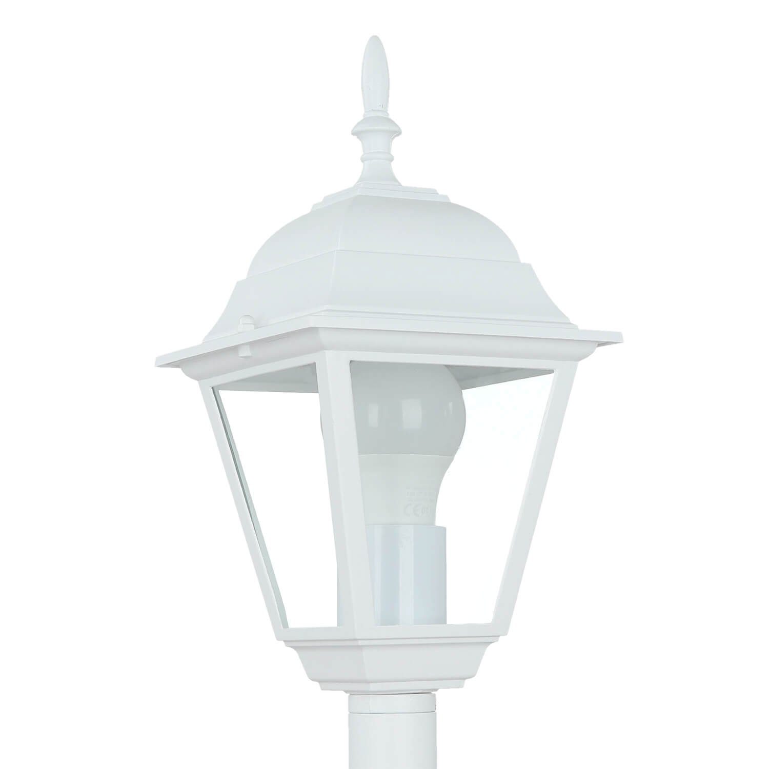 Licht-Erlebnisse Außen-Stehlampe TIROL, Wegeleuchte Garten Lampe Weiß Terrasse Leuchtmittel, ohne Echtglas Aluminium Stehleuchte