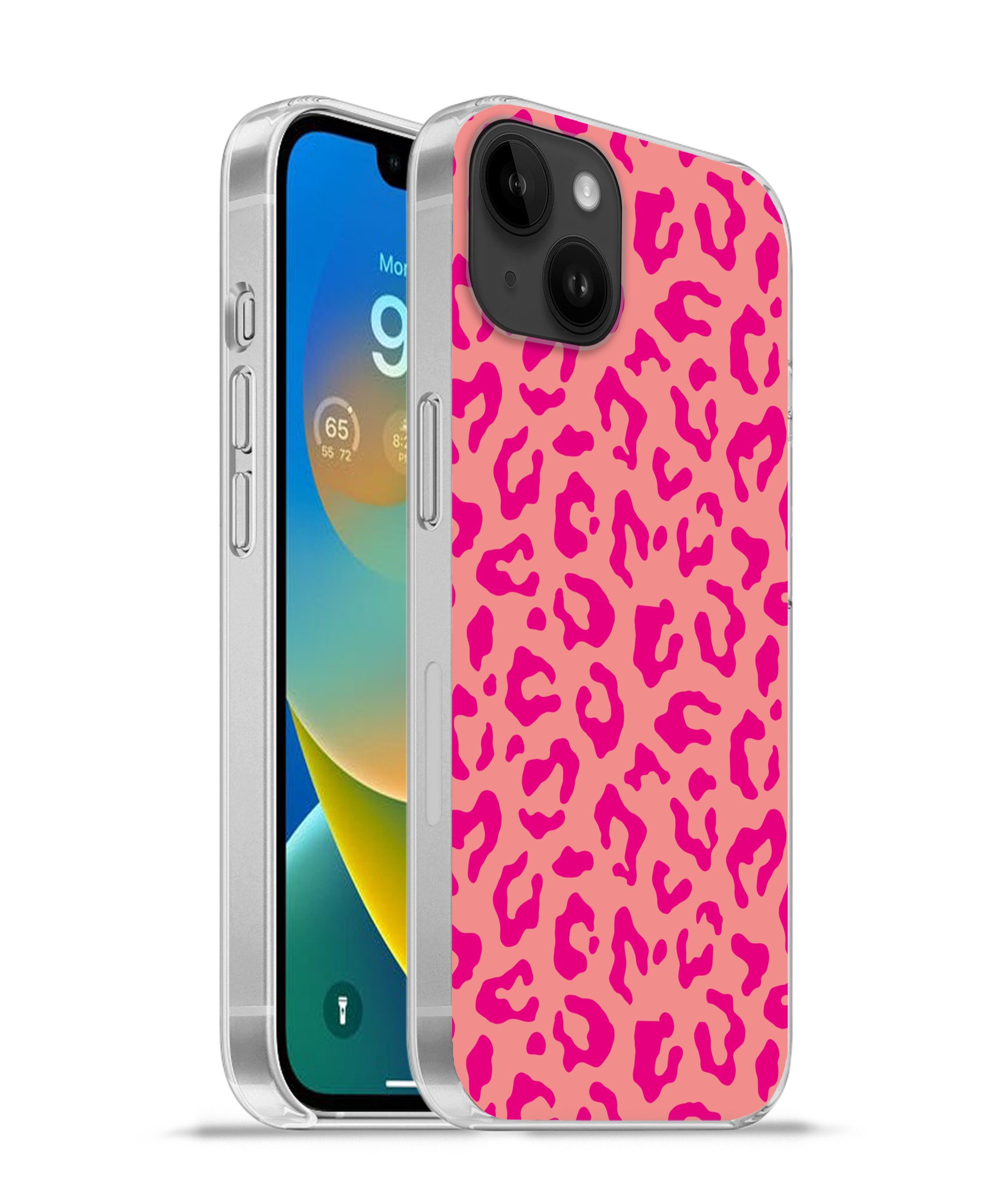 MuchoWow Handyhülle für Apple iPhone 14 Plus Pantherdruck - Rosa - Tierdruck - Minimalisti, Smartphone-Bumper, Print, Handy Schutzhülle Dünn