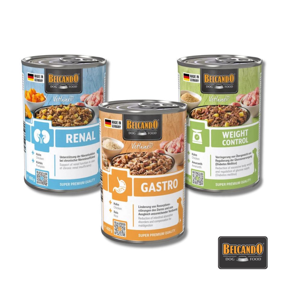 Belcando Vetline Nassfutter 6x400g - Renal, Gastro & Weight Control Gastro, Nassfutter für: Hunde