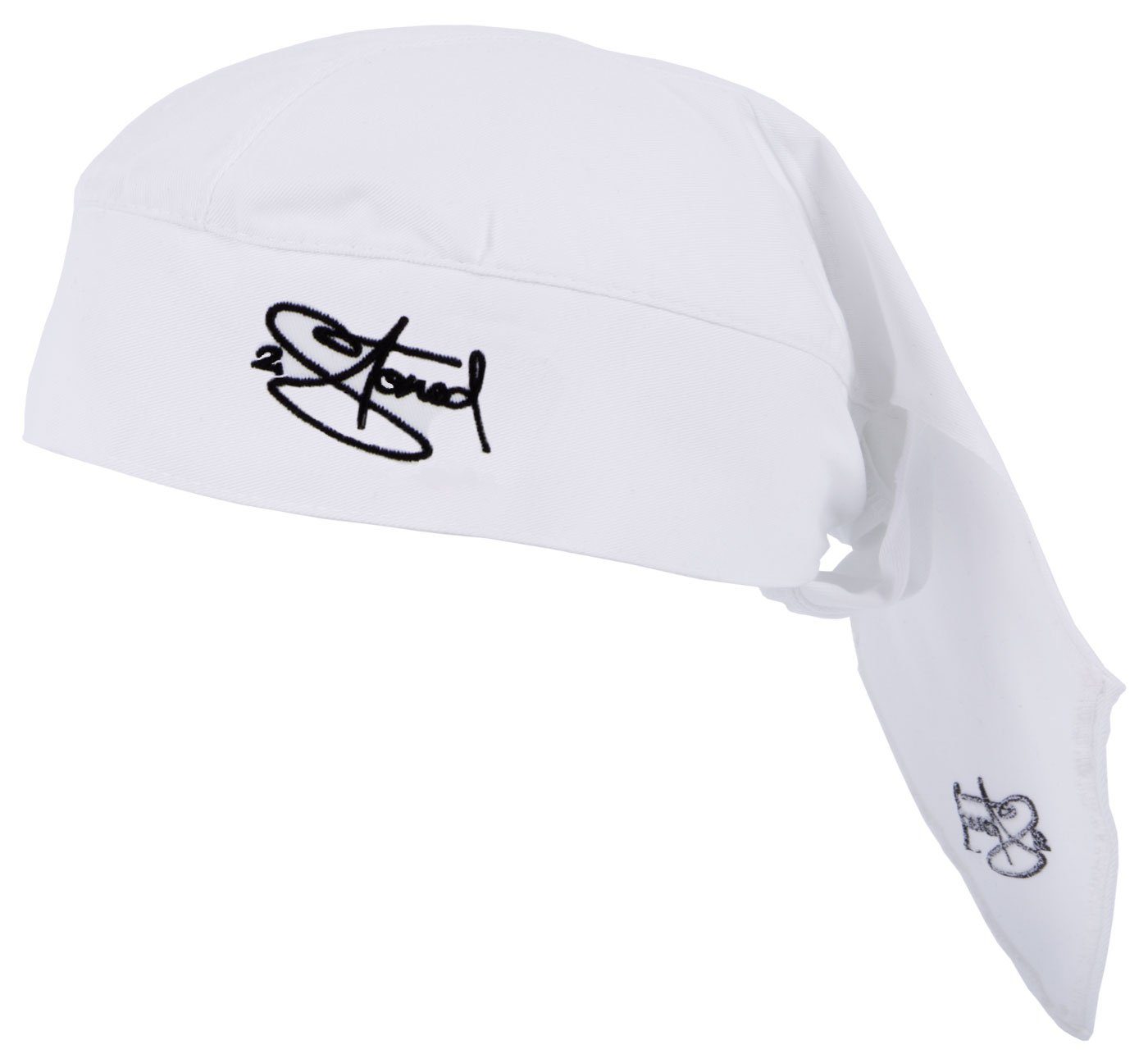 2Stoned Bandana Kopftuch Biker Cap Classic bestickt für Damen, Herren und Kinder, Einheitsgröße Weiß | Bandanas