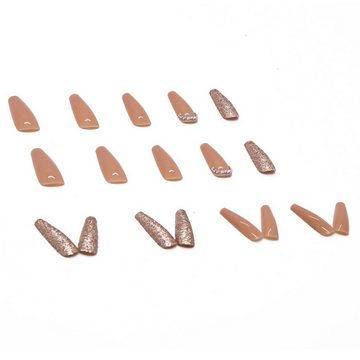 KIKI Kunstfingernägel 24er-Pack Press-on-Nägel, lange, glänzende künstliche Nägel für Frauen, 1-tlg.