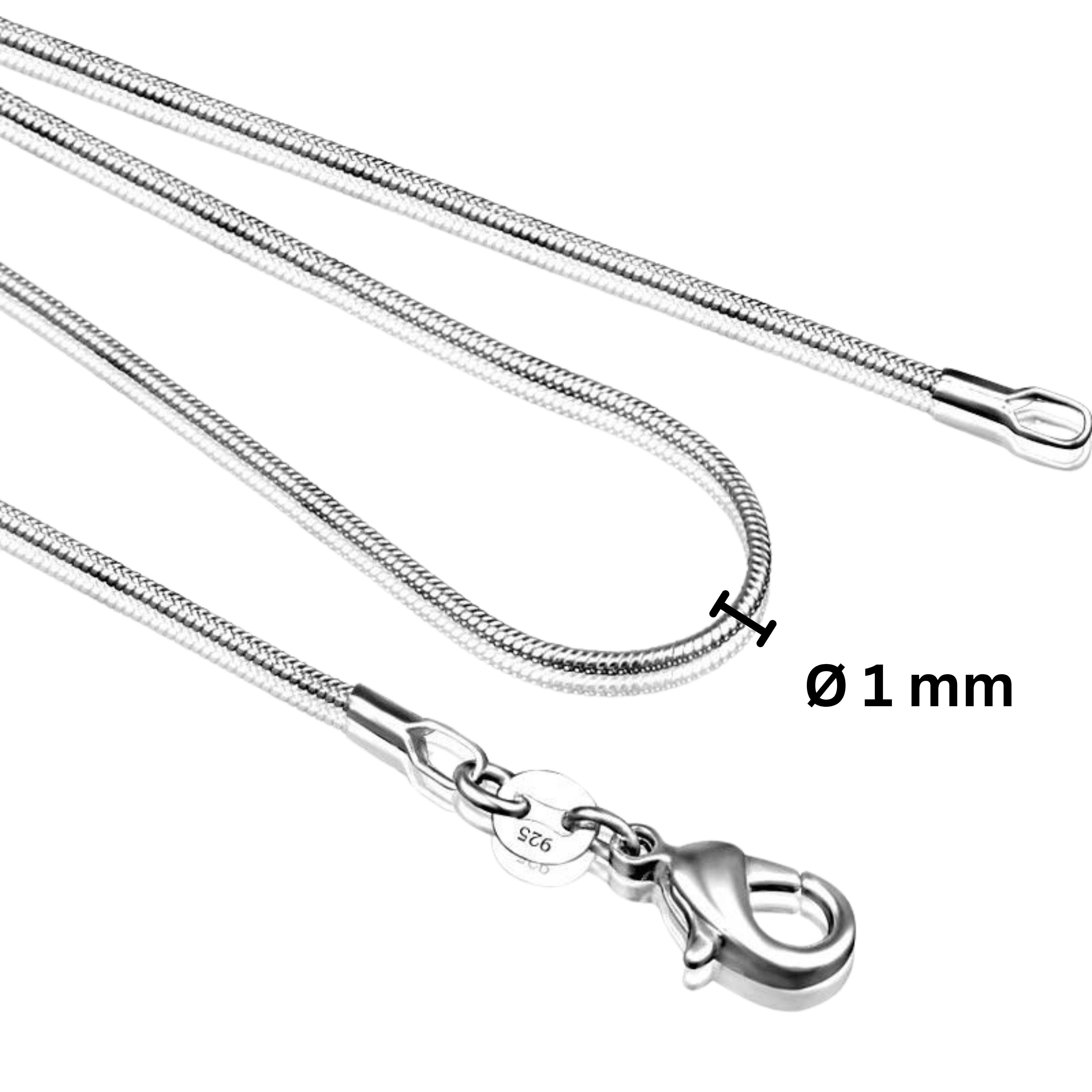 Felino Schlangenkette Modern 925 Sterling Silber Damen Schmuck Halskette (Schmuckbeutel, 1-tlg., 40 - 70 cm Länge, 1-2 mm Dicke), Deutsche Marke