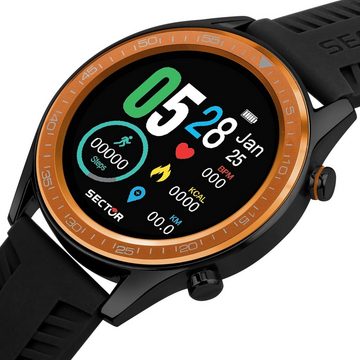 Sector Sector Herren Armbanduhr Analog-Digit Smartwatch, Analog-Digitaluhr, Herren Smartwatch rund, groß (ca. 44mm), Silikonarmband schwarz, Sport