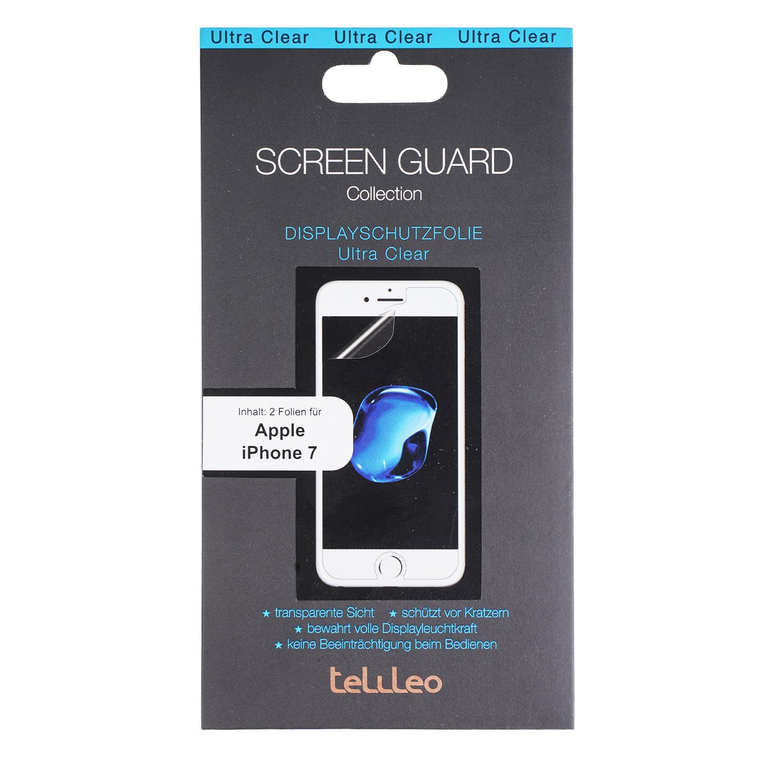 telileo Schutzfolie 2x Display-Folie Schutz-Folie Screen Guard Klar, starker Schutz Dünn Stark für Apple iPhone SE 2022 / SE 2020 / 8 / 7