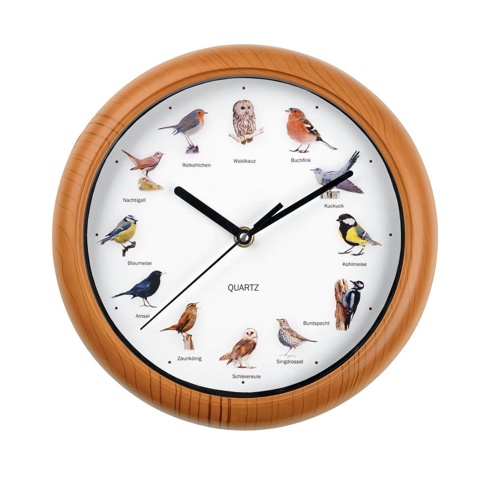 EASYmaxx Wanduhr EASYmaxx Wanduhr mit 12 Vogelstimmen (12 Singvogelstimmen)