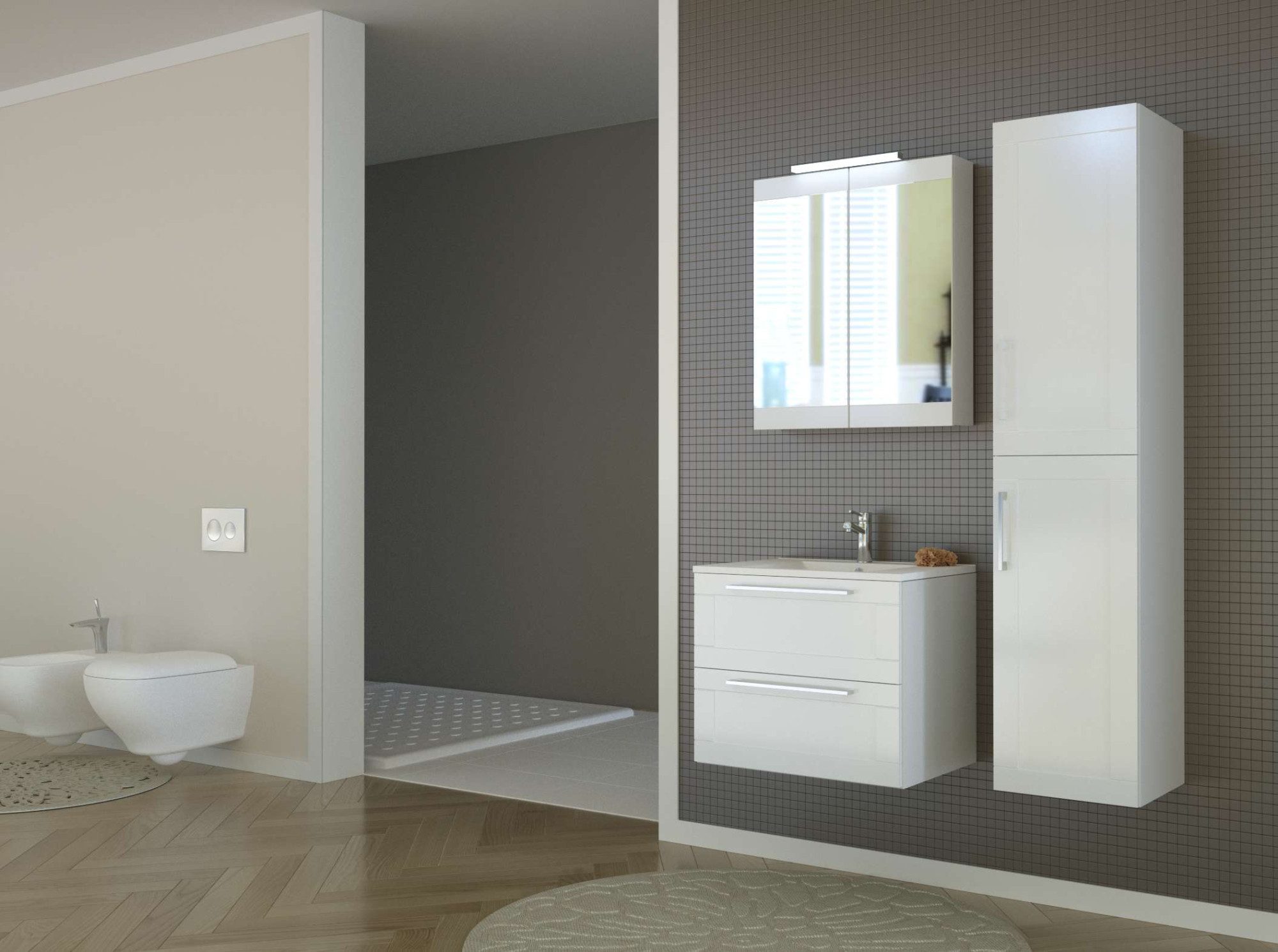 welltime Badezimmerspiegelschrank Serena Retro FSC®-zertifiziertes Material, Breite 61,5 cm