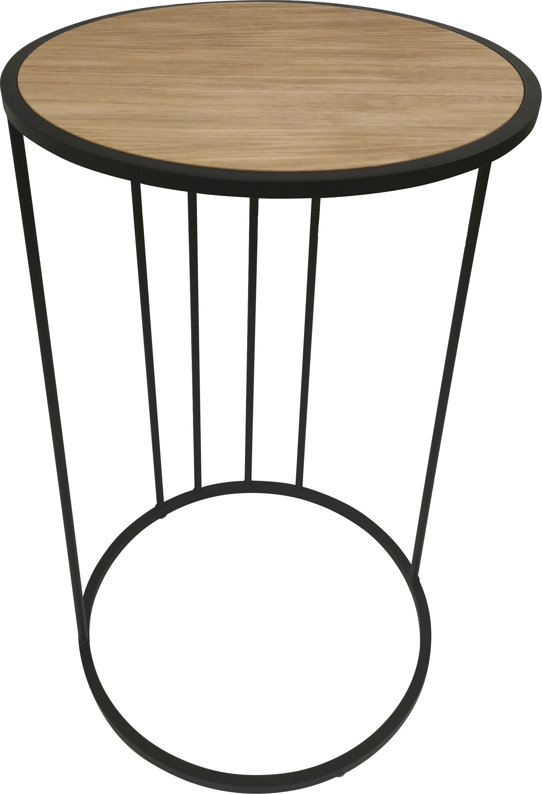 furniert, Tischplatte Couchtisch Gestell Porvoo, mit Eichenholz Metall aus andas