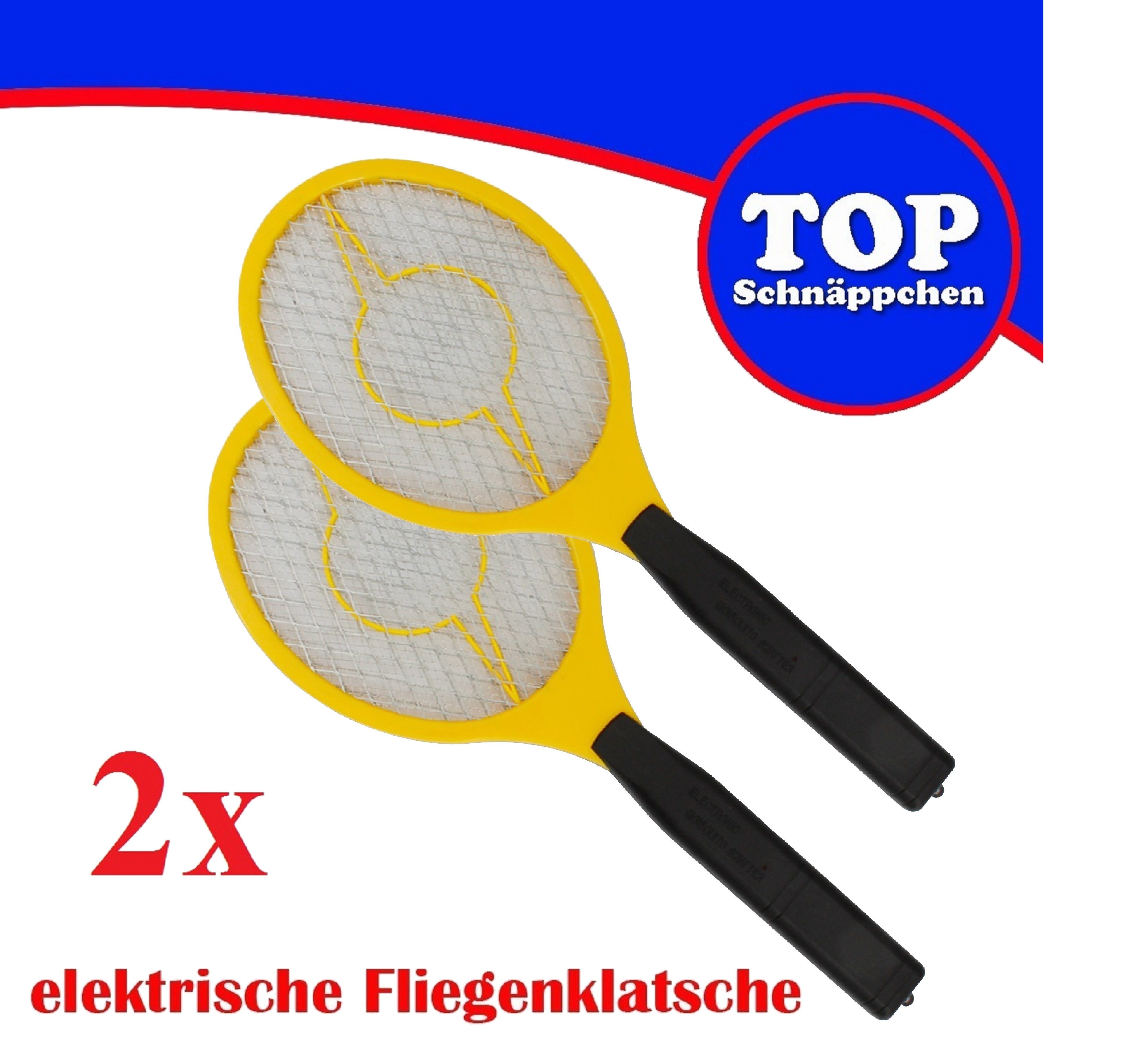 TRANGO Moskitonetz (2 St), 2er Set FL2004-2 elektrische Fliegenklatsche - Mückenfänger - Obstfliegenfänger - Fliegenfänger – Spinnenfänger – Mückenjäger – Insektenjäger - Fliegenschläger - Betrieb mit 2X AA 1.5 Volt Batterie