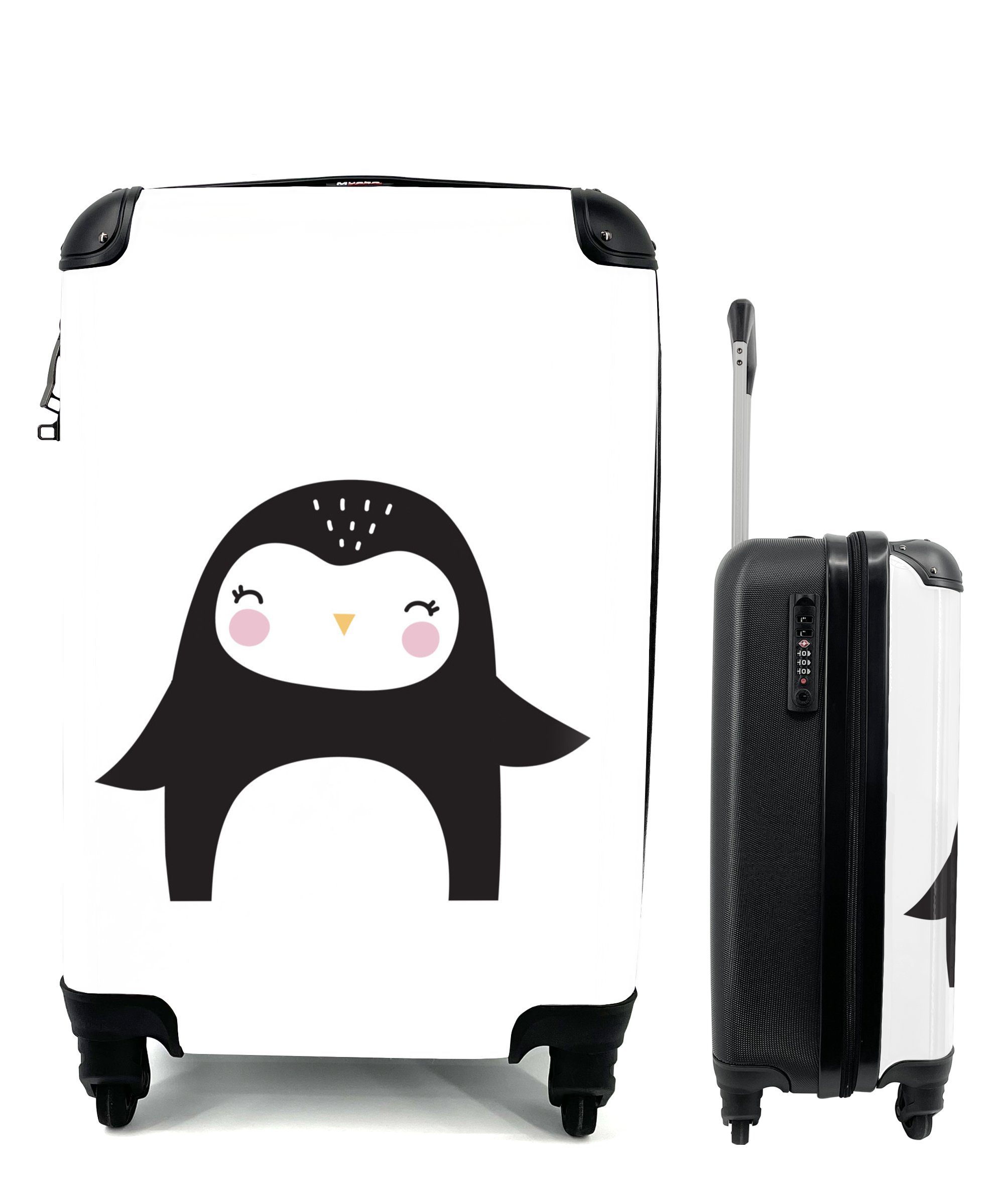- für Pinguin MuchoWow Reisetasche Handgepäckkoffer Reisekoffer Rollen, 4 Kinderzimmer Illustration, mit Trolley, Ferien, Handgepäck rollen, -