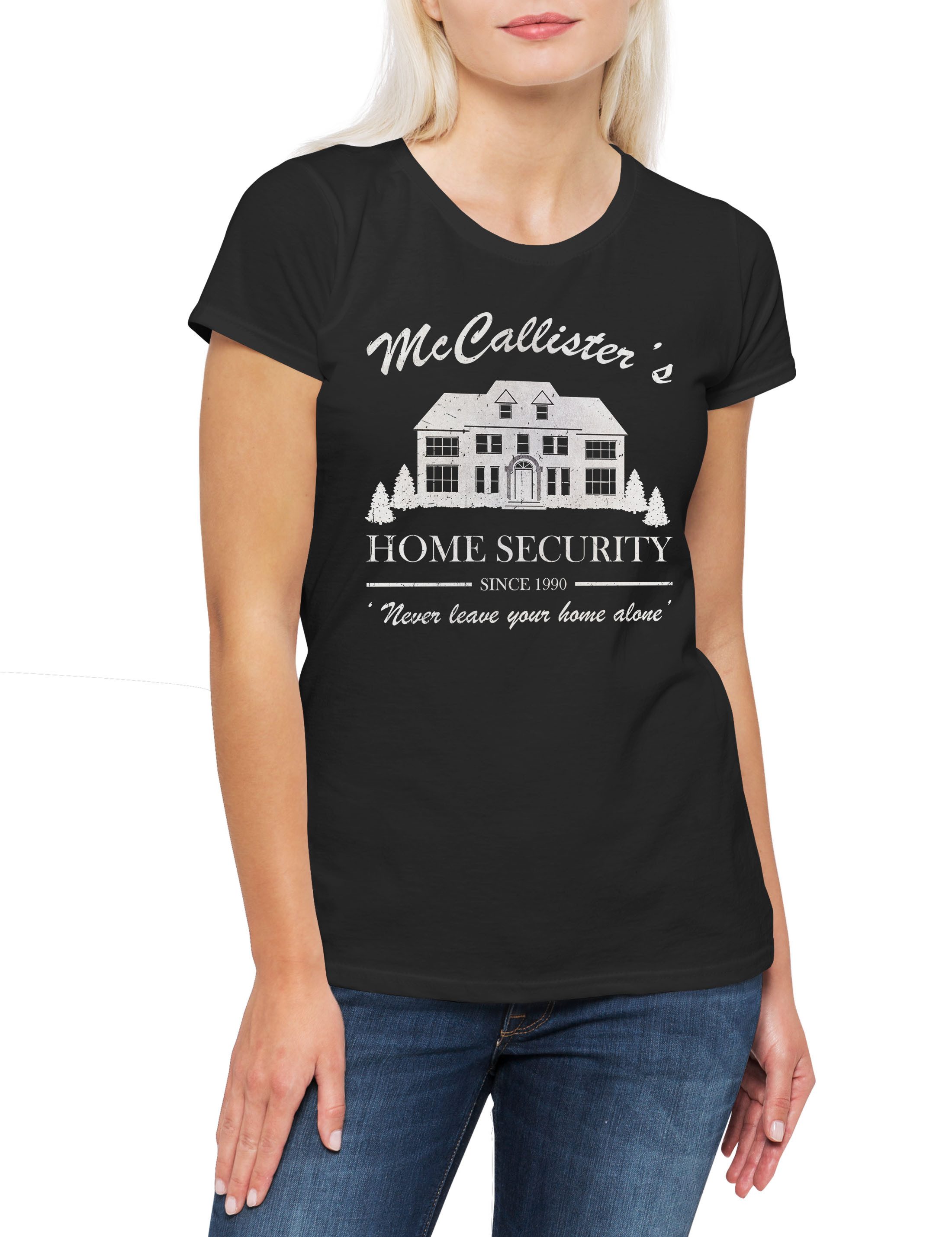 Print-Shirt McCallister Home Security Damen T-Shirt Zuhaus Kevin Alone Allein
