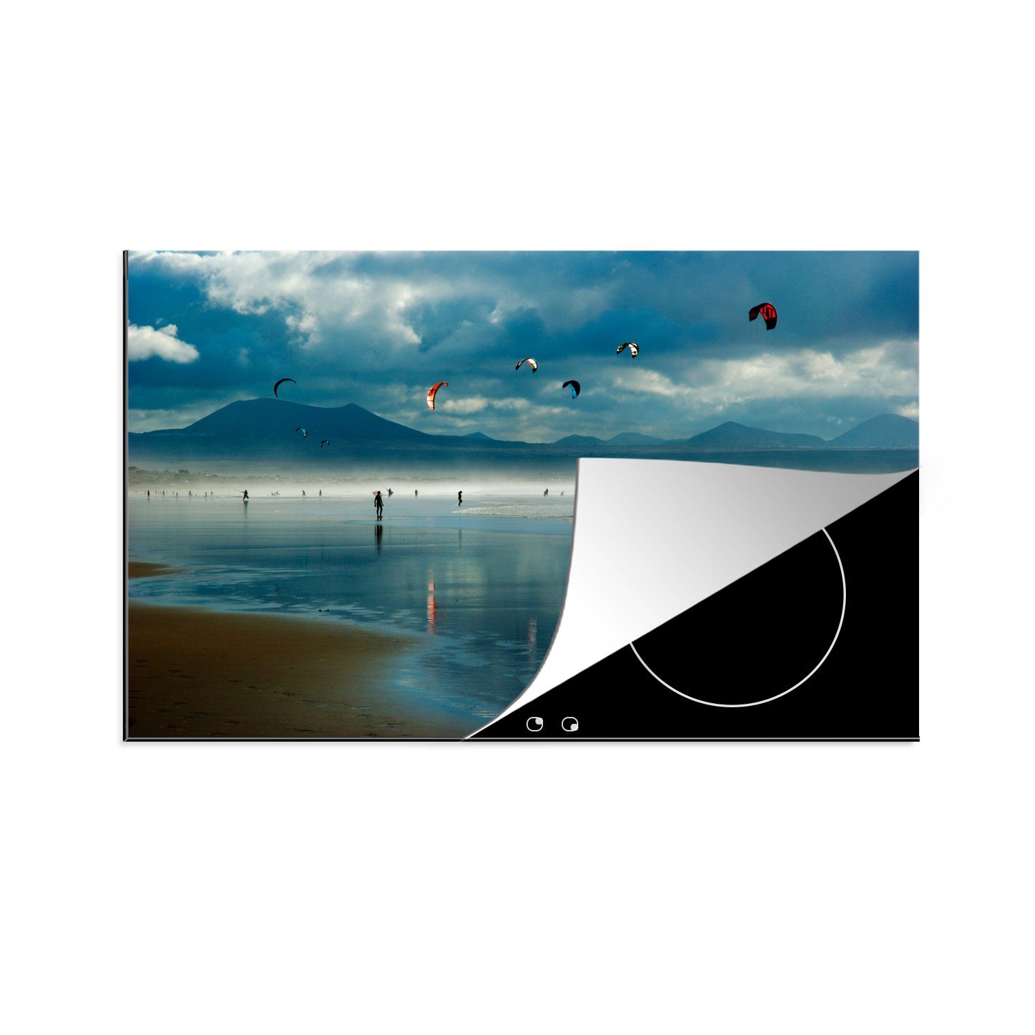 MuchoWow Herdblende-/Abdeckplatte Kite Surf See, Vinyl, (1 tlg), 81x52 cm, Induktionskochfeld Schutz für die küche, Ceranfeldabdeckung