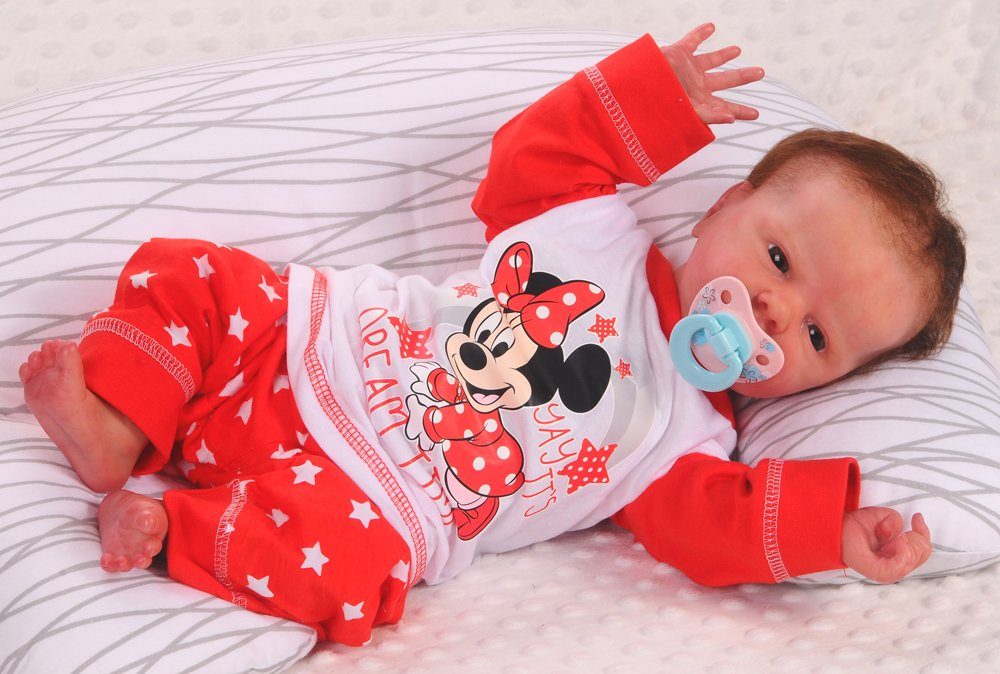 Pyjama Schlafanzug Langarmshirt Hose für Babys und Kleinkinder in Rot aus Baumwolle, 62 68 74 80 86 92 98 104 110
