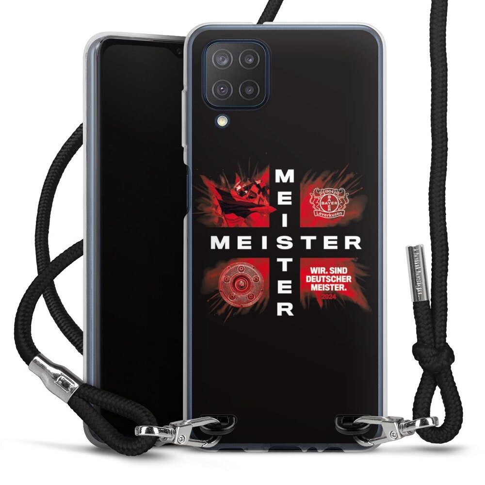 DeinDesign Handyhülle Bayer 04 Leverkusen Meister Offizielles Lizenzprodukt, Samsung Galaxy M12 Handykette Hülle mit Band Case zum Umhängen