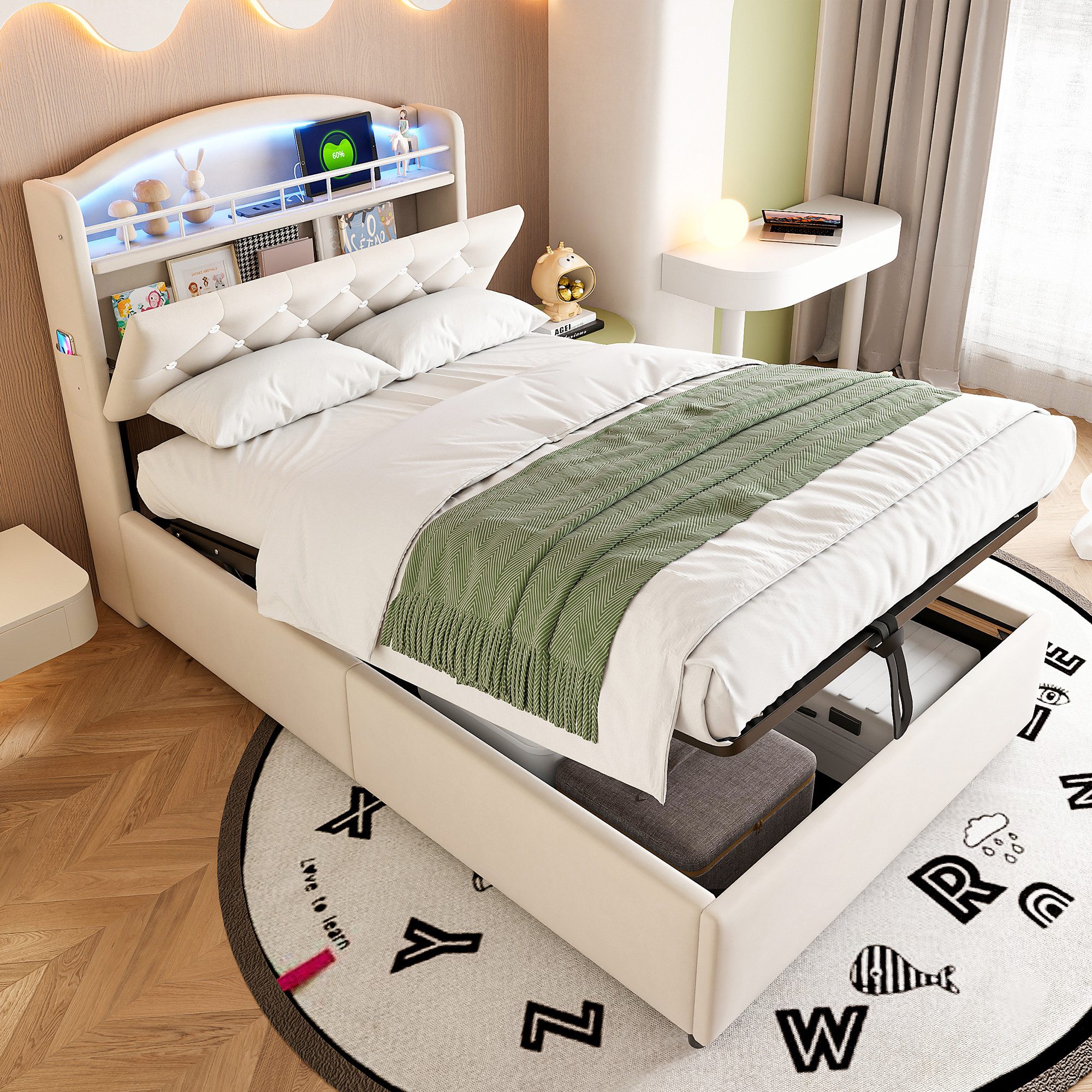 Flieks Polsterbett, Hydraulisches Kinderbett 90x200cm mit günstig online kaufen