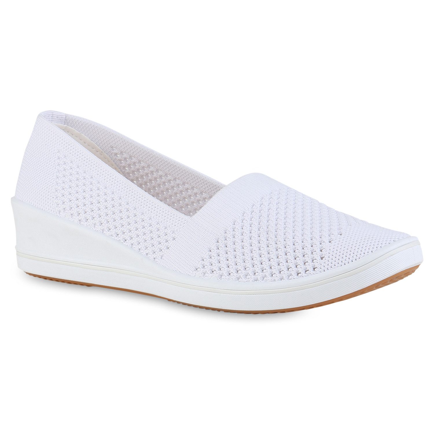 VAN HILL 841597 Slipper Damen Keilslipper Keilabsatz Bequem Strick Freizeit Slip On