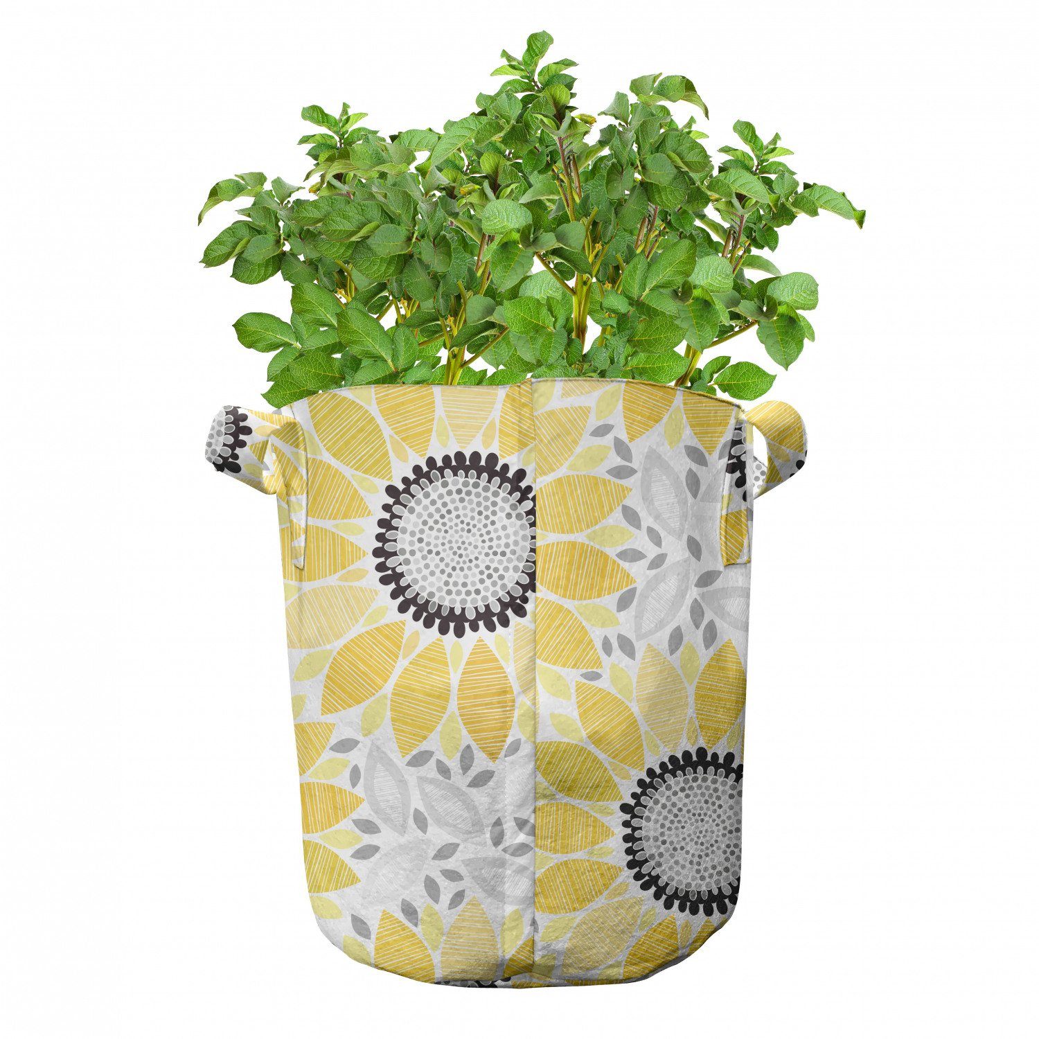 Abakuhaus Pflanzkübel hochleistungsfähig Stofftöpfe mit Griffen für Pflanzen, Gelb Sun-Blumen-Natur-Kunst