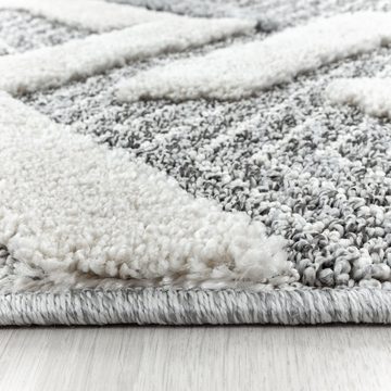 Teppich Berber-Design, Teppium, Rechteckig, Höhe: 25 mm, Schlafzimmer Teppich Bettumrandung Läufer Set 3 teilig Grau-4