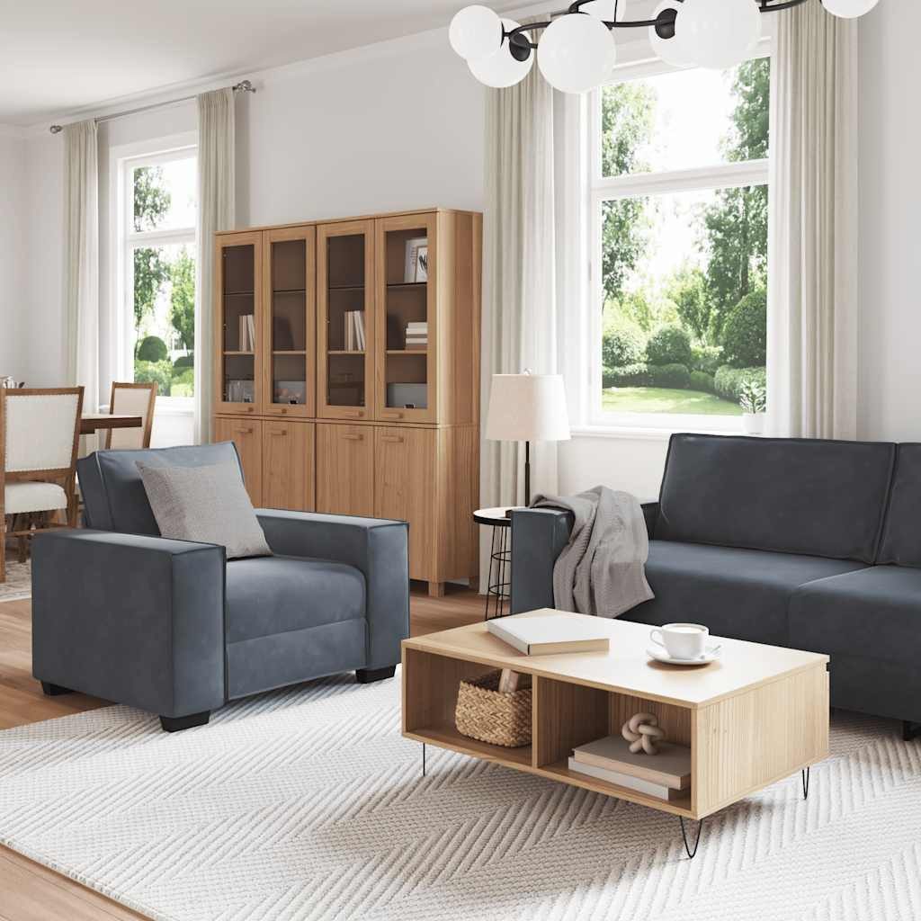 vidaXL Sofa 3-tlg. Sofagarnitur mit Kissen Dunkelgrau Samt günstig online kaufen