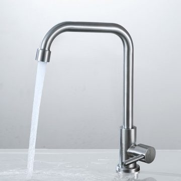 AuraLum pro Spültischarmatur 360° Drehbarer Edelstahl Küchen Kaltwasser Wasserhahn Küchenarmatur