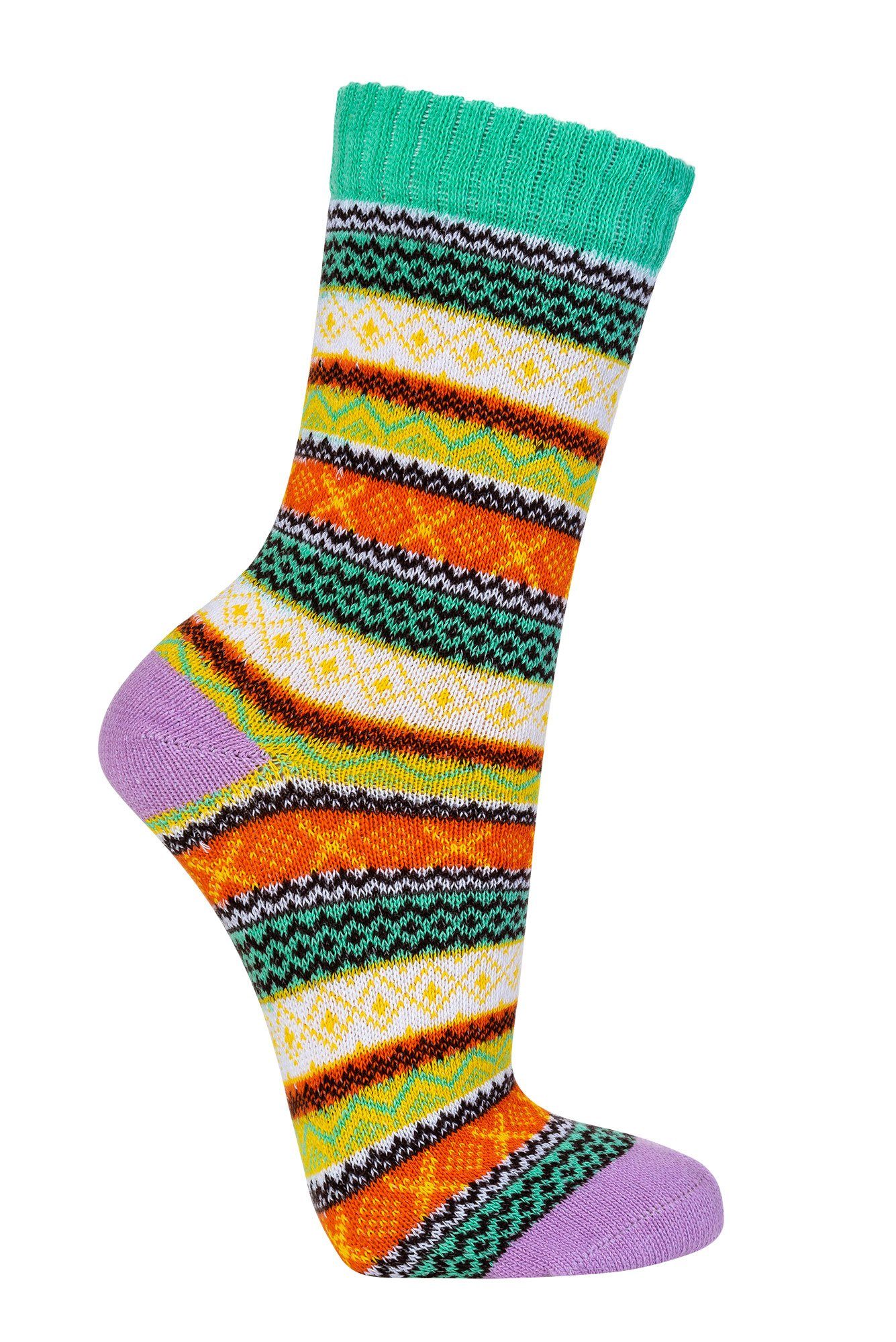 Wowerat Freizeitsocken Bunte Norweger Socken mit mit (3 schönem Paar) Hygge Muster Baumwolle 90