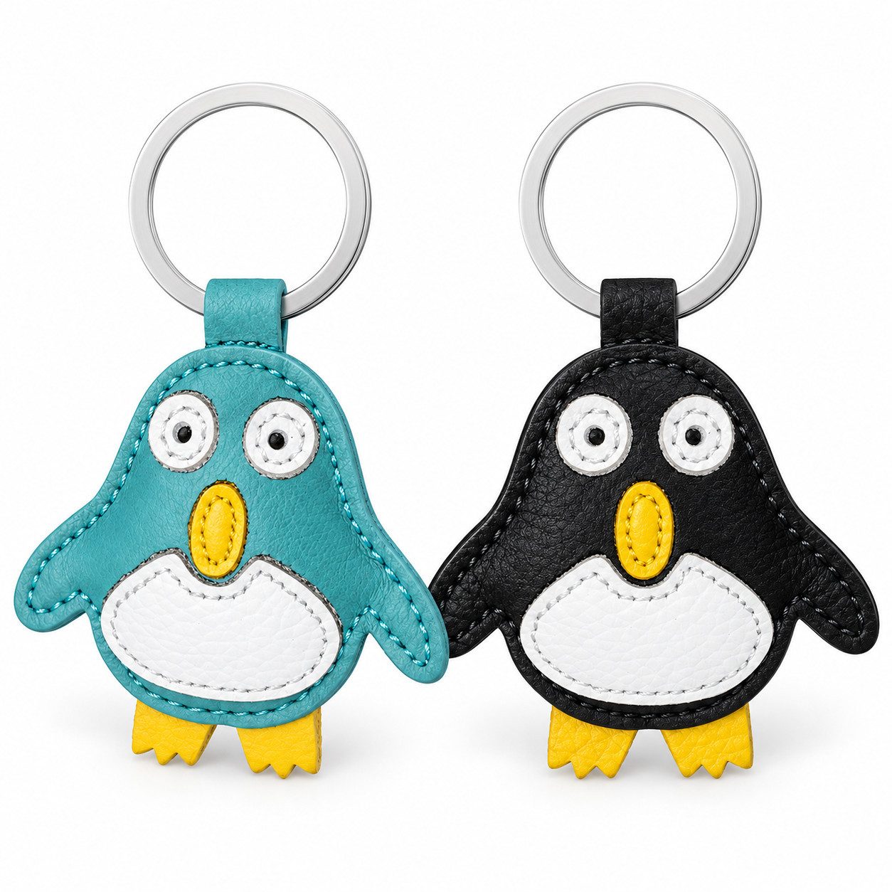 Yalion Schlüsselanhänger Leder Schlüsselanhänger Pinguin Schlüsseltasche Schlüsselbund niedlich (2-tlg)