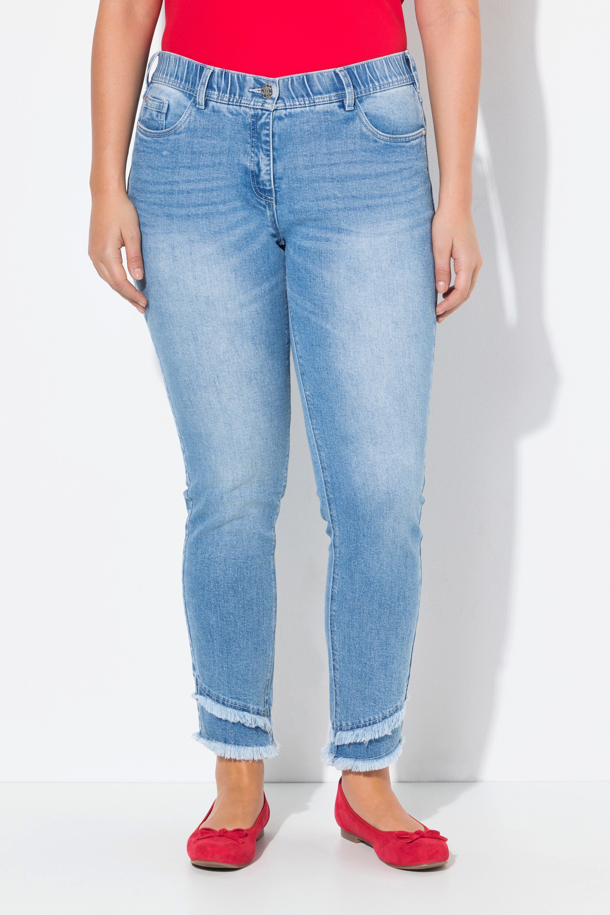 Ulla Popken Regular-fit-Jeans Jeans Sarah Fransensaum schmales Bein knöchellang