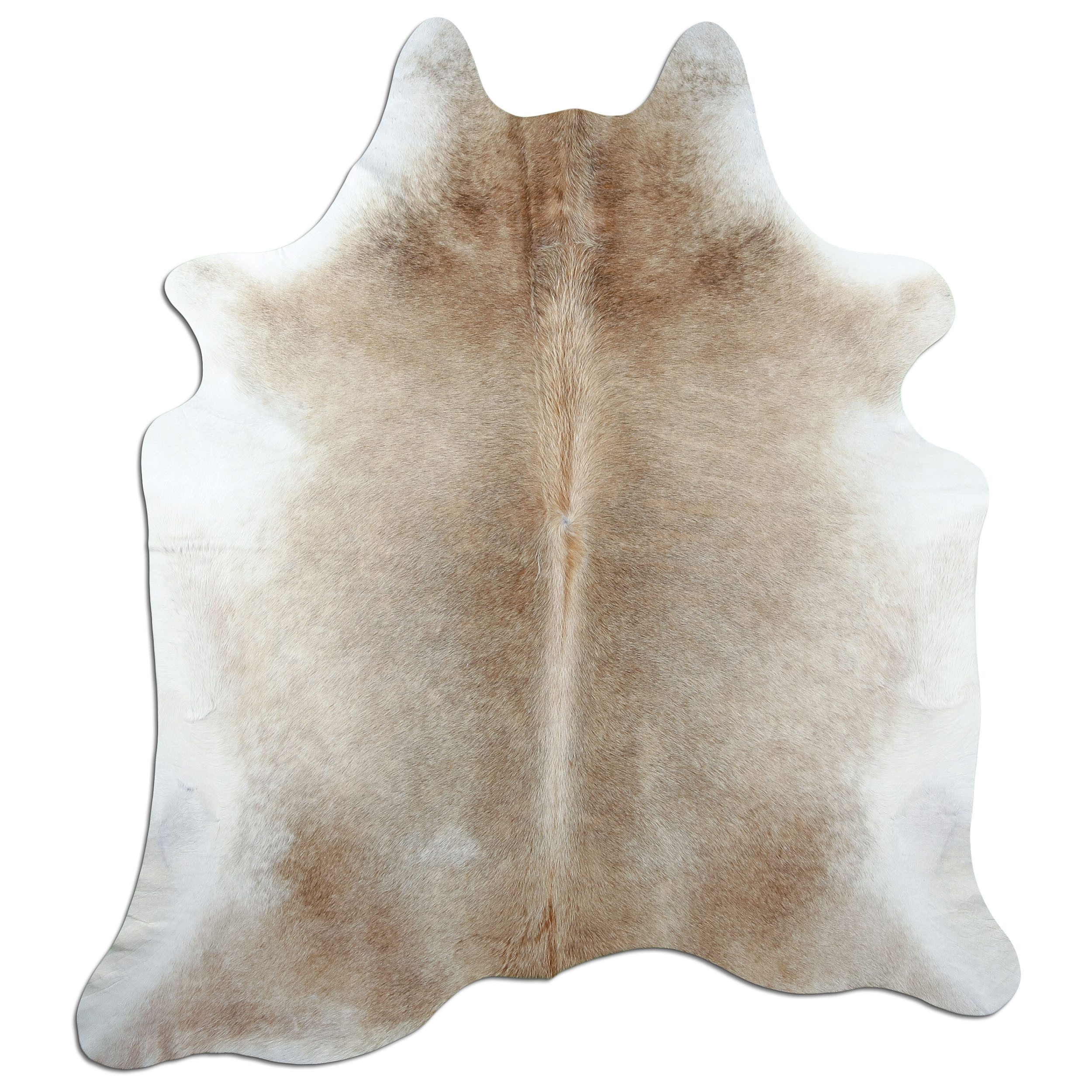 Livorio Fellteppich L210 x B180 cm - creme beige, Kuhfell, Premium Kuhfell Teppich, Rinderfell, Echtfell, tan grey