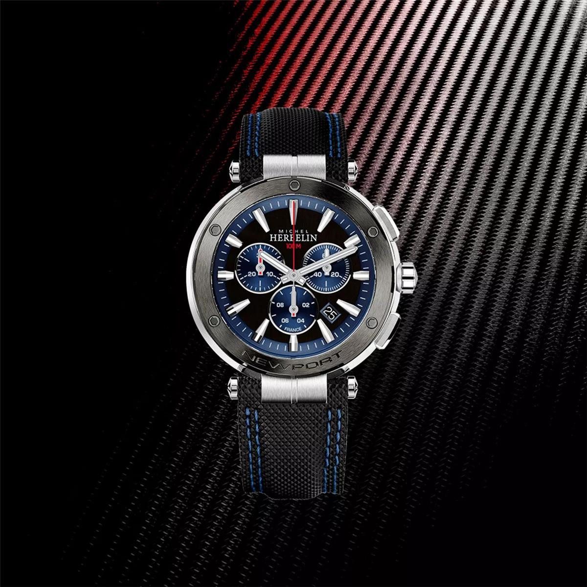 Michel Herbelin Quarzuhr Michel Herbelin Herrenarmbanduhr Newport Chrono Edelstahl 37688AG65, (1-tlg)