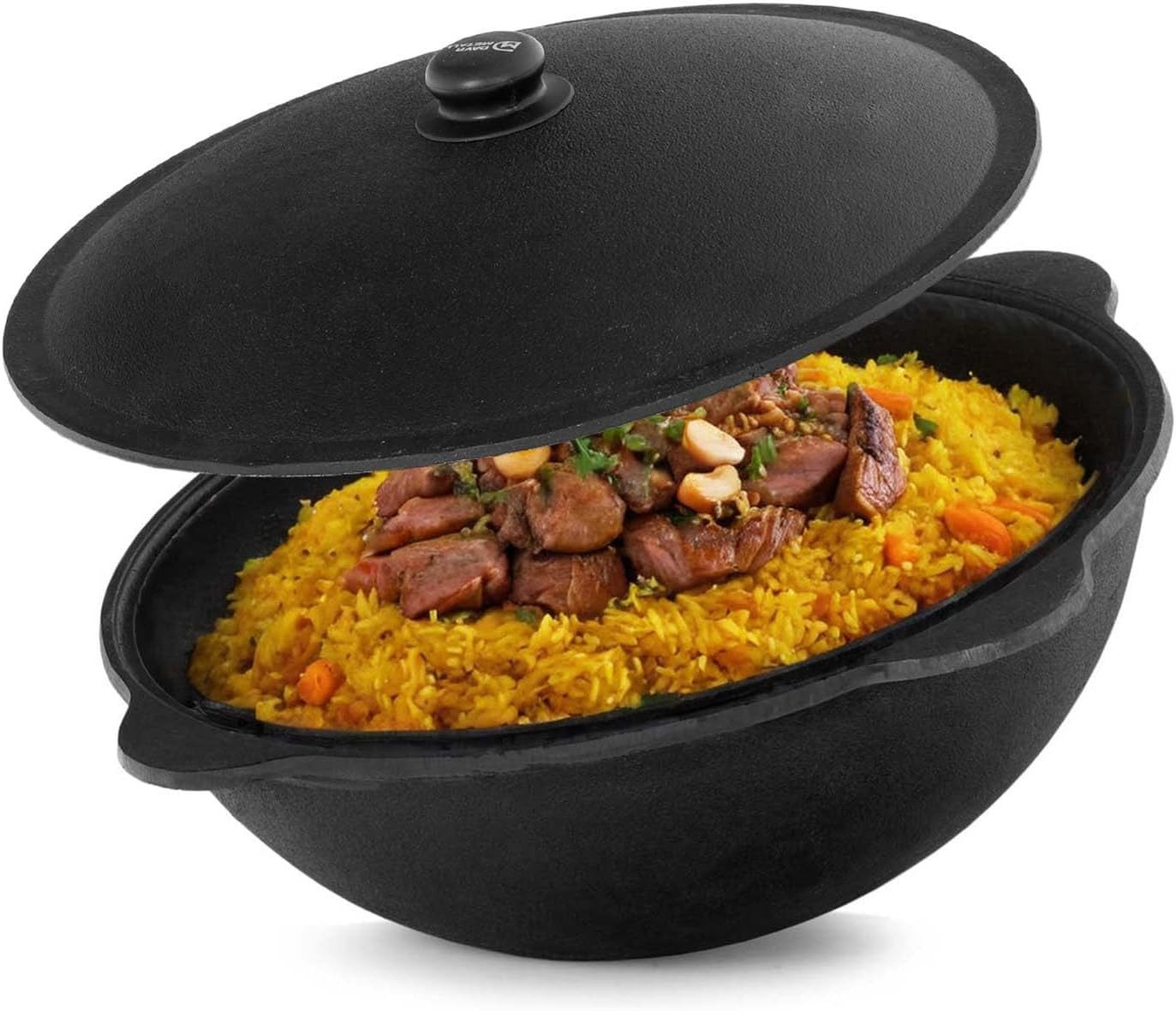 BIG-PAN Wok Kazan aus Gusseisen 8L mit Aluminium Deckel WOK