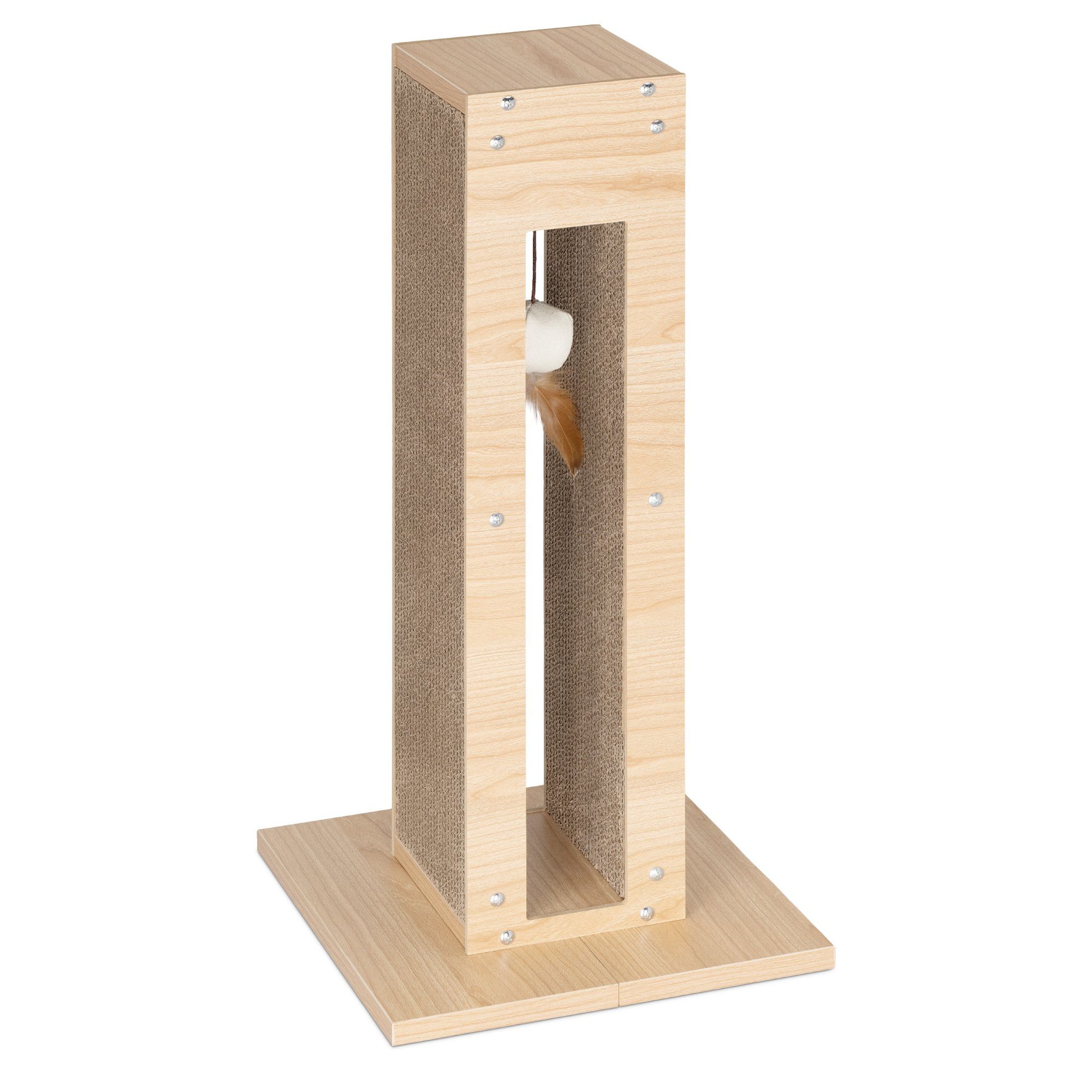 Kratzpappe Kratzbaum für Katzen - Kratzsäule mit Spielzeug