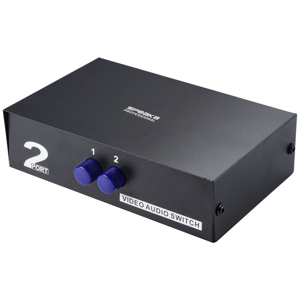 SpeaKa Professional SP-11175216 2 Port Composite-Switch mit Audio-Port Netzwerk-Adapter