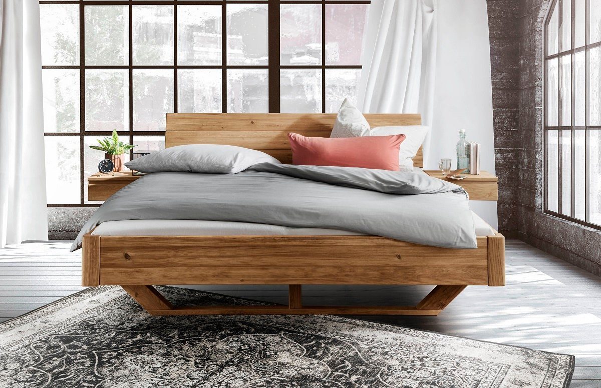 Main Möbel Massivholzbett Doppelbett 'Mona' 200x200cm Wildeiche geölt – Bild 3 von 5