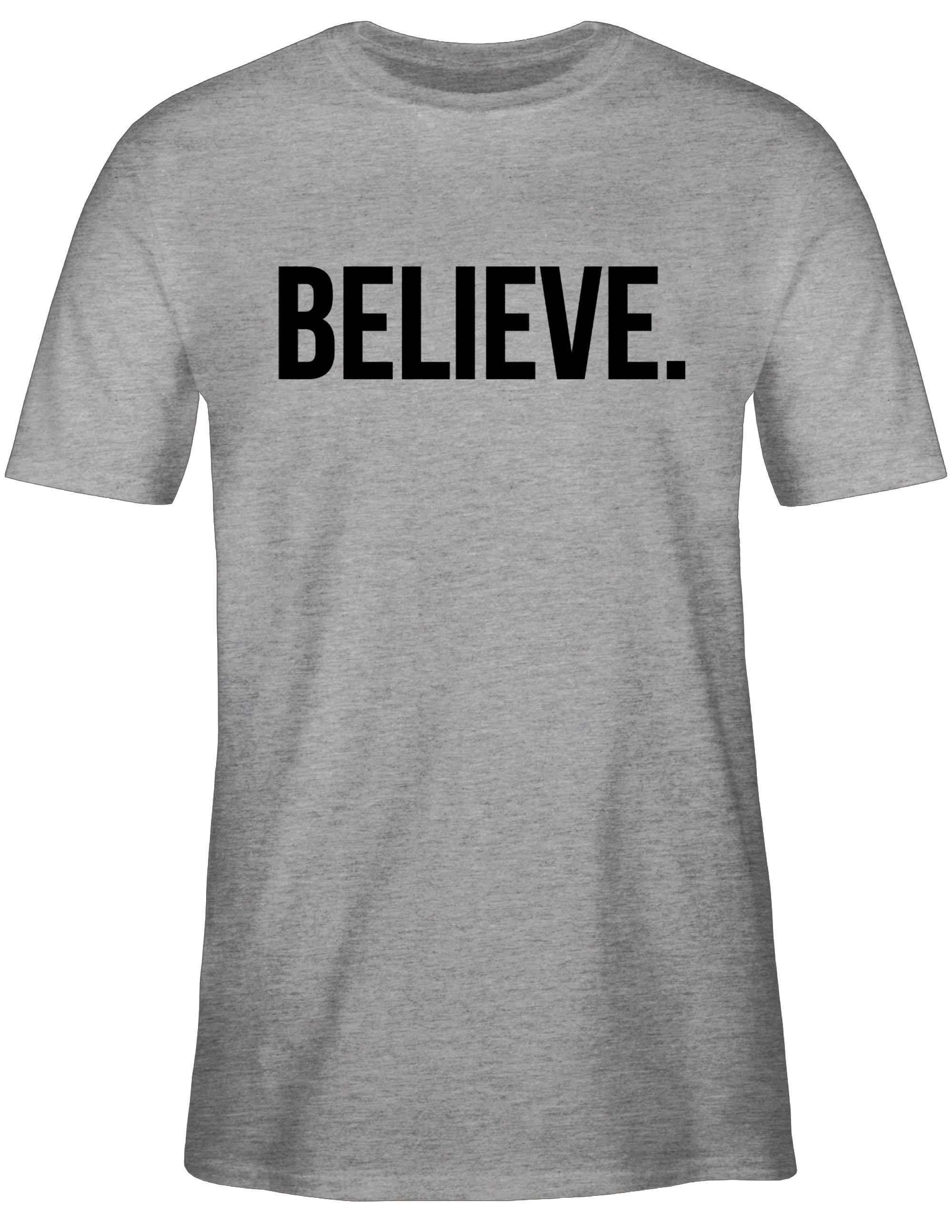 2 Shirtracer meliert Glaube Grau Believe Statement T-Shirt Glauben Religion