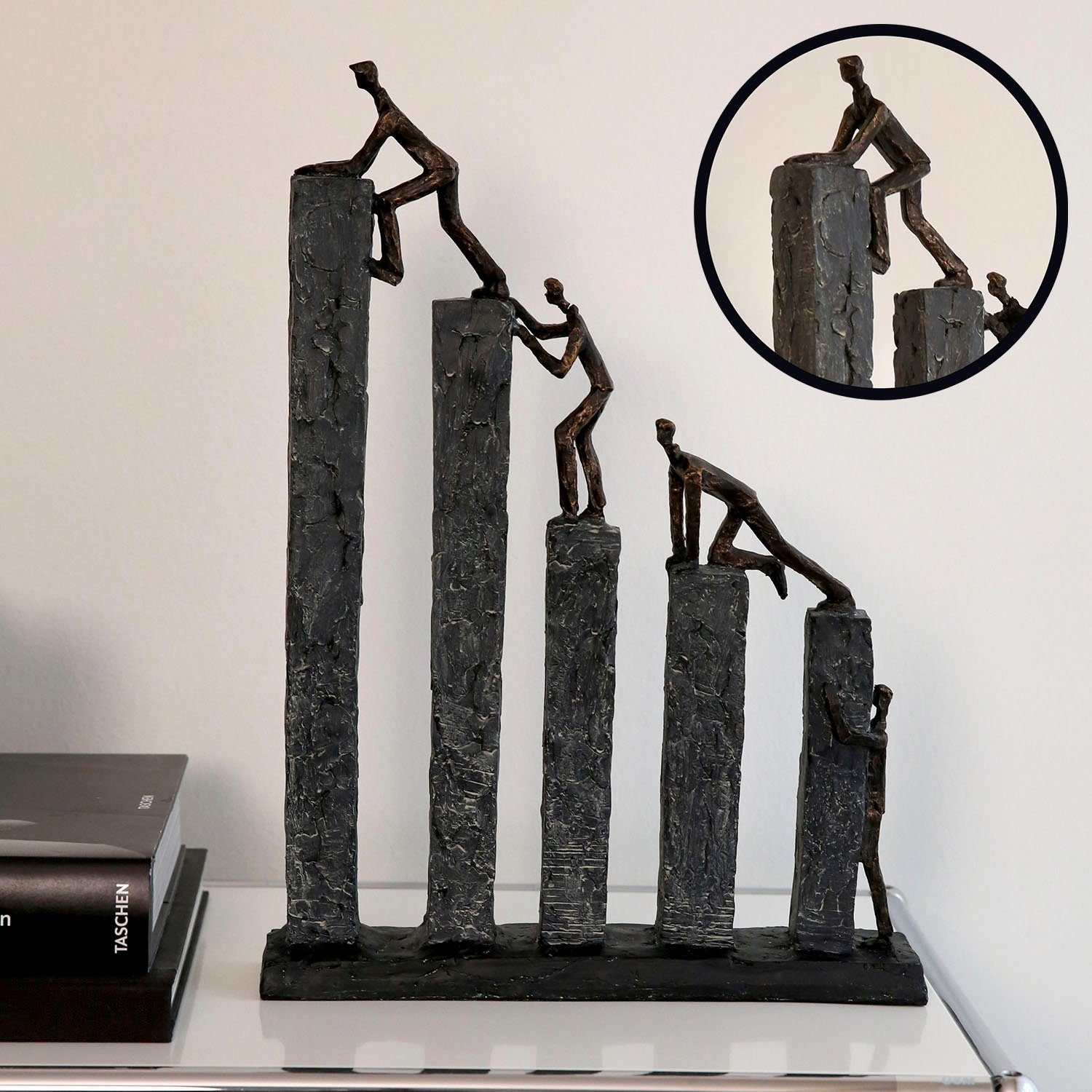 Casablanca by Gilde Dekofigur Skulptur Raise (1 St), Vier kletternde Figuren auf grauer Basis
