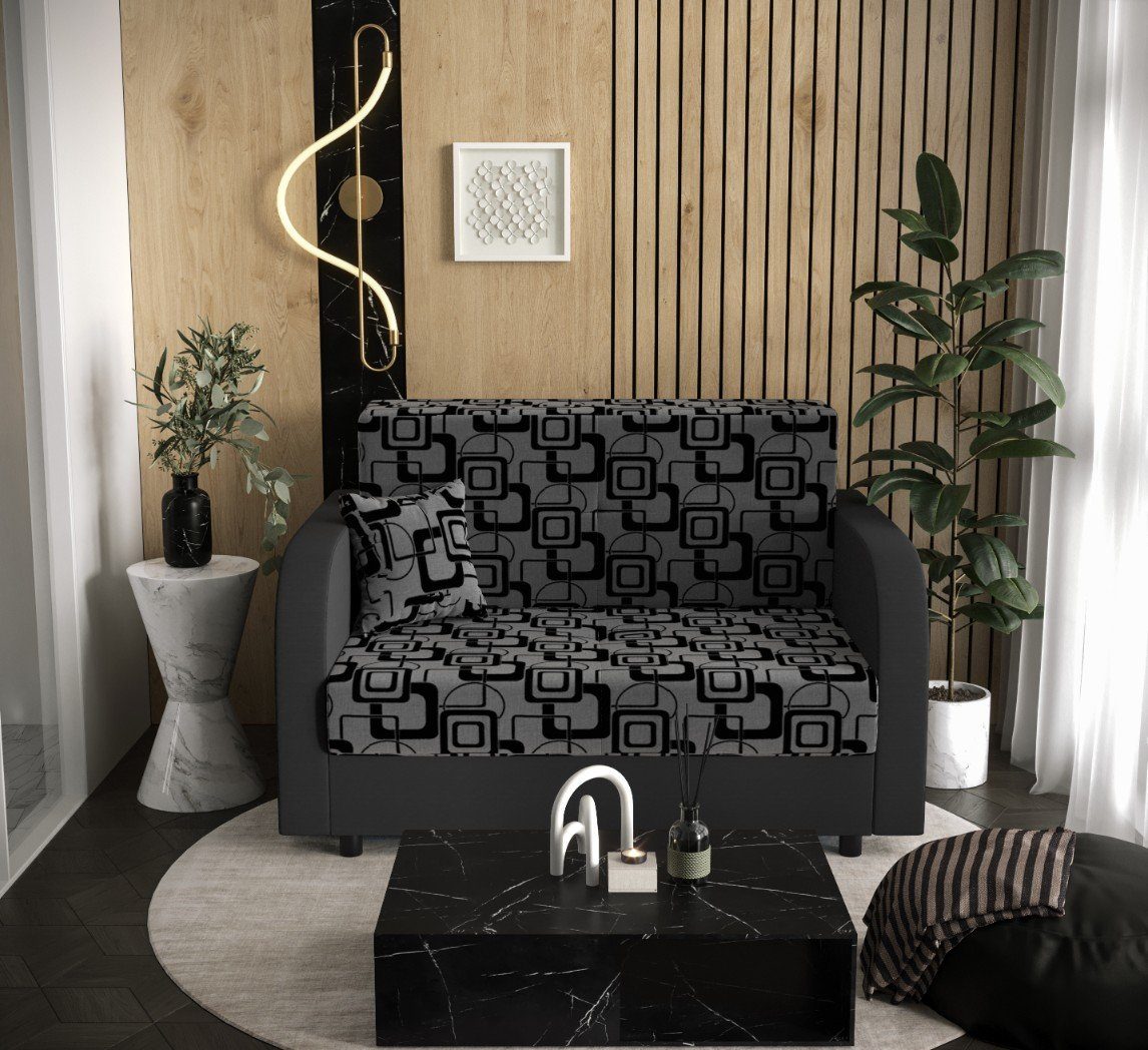 Schlaffunktion Bettkasten Grau TWICE Sofa und pressiode mit Schlafsofa, Quadrate 80cm COUCH