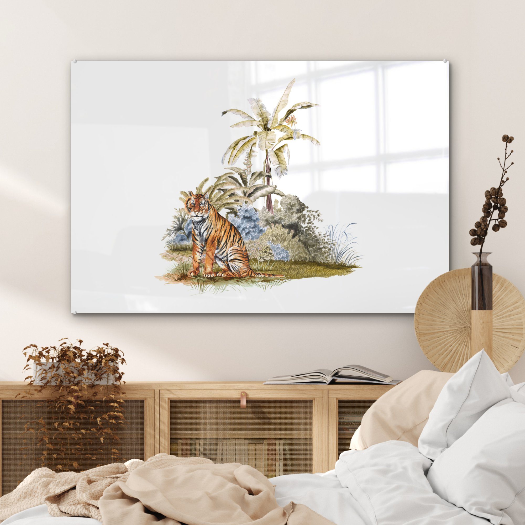 Tiger - MuchoWow Wohnzimmer & Baum St), Schlafzimmer Weiß, (1 - Acrylglasbilder Acrylglasbild