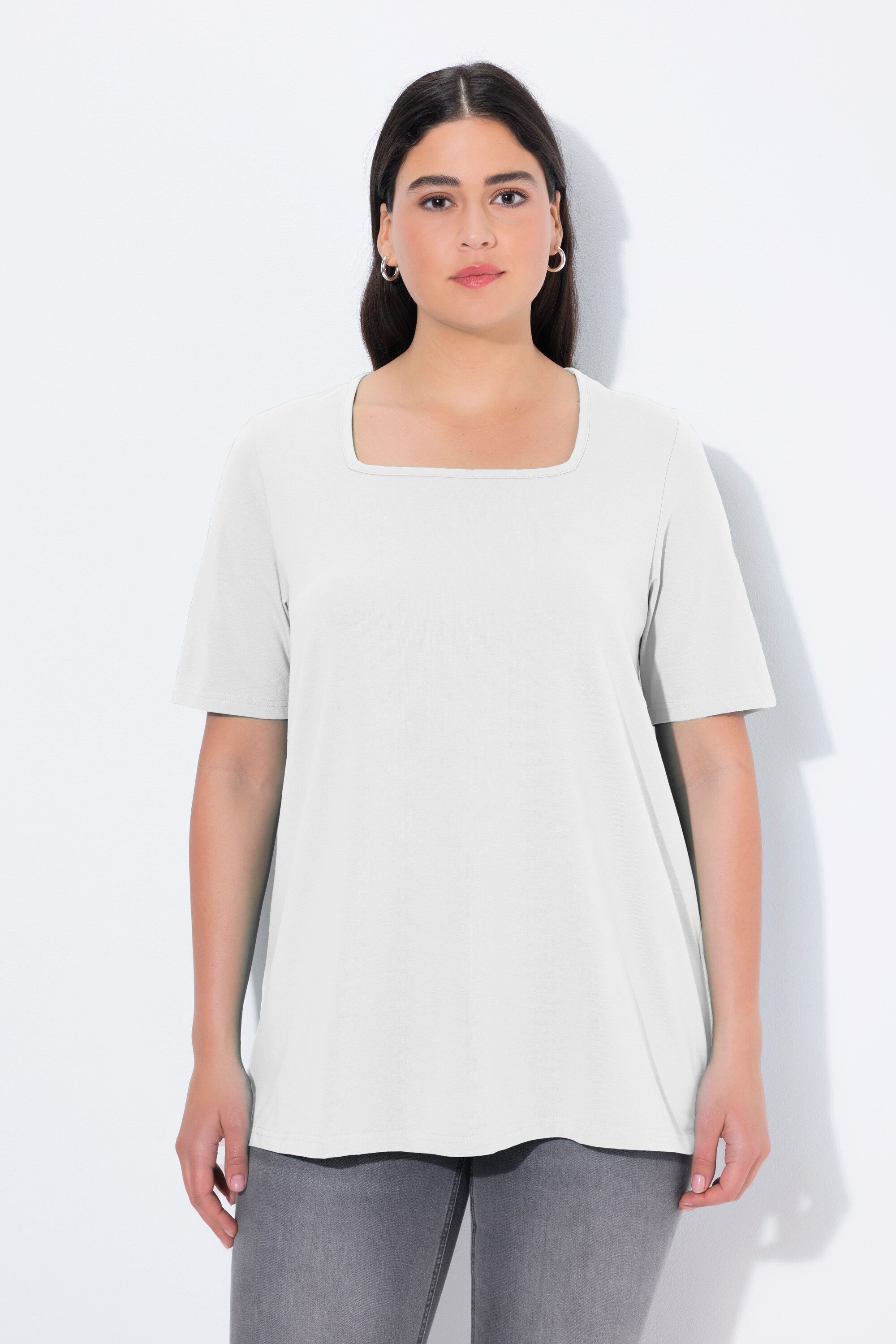 Ulla Popken T-Shirt T-Shirt A-Linie Carré-Ausschnitt günstig online kaufen