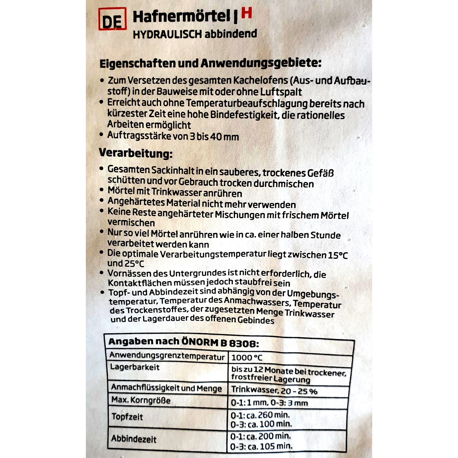 ECI Tools Betonschalungsstein Schamottmörtel Universal Super 0 -1 mm 25 KG/Sack